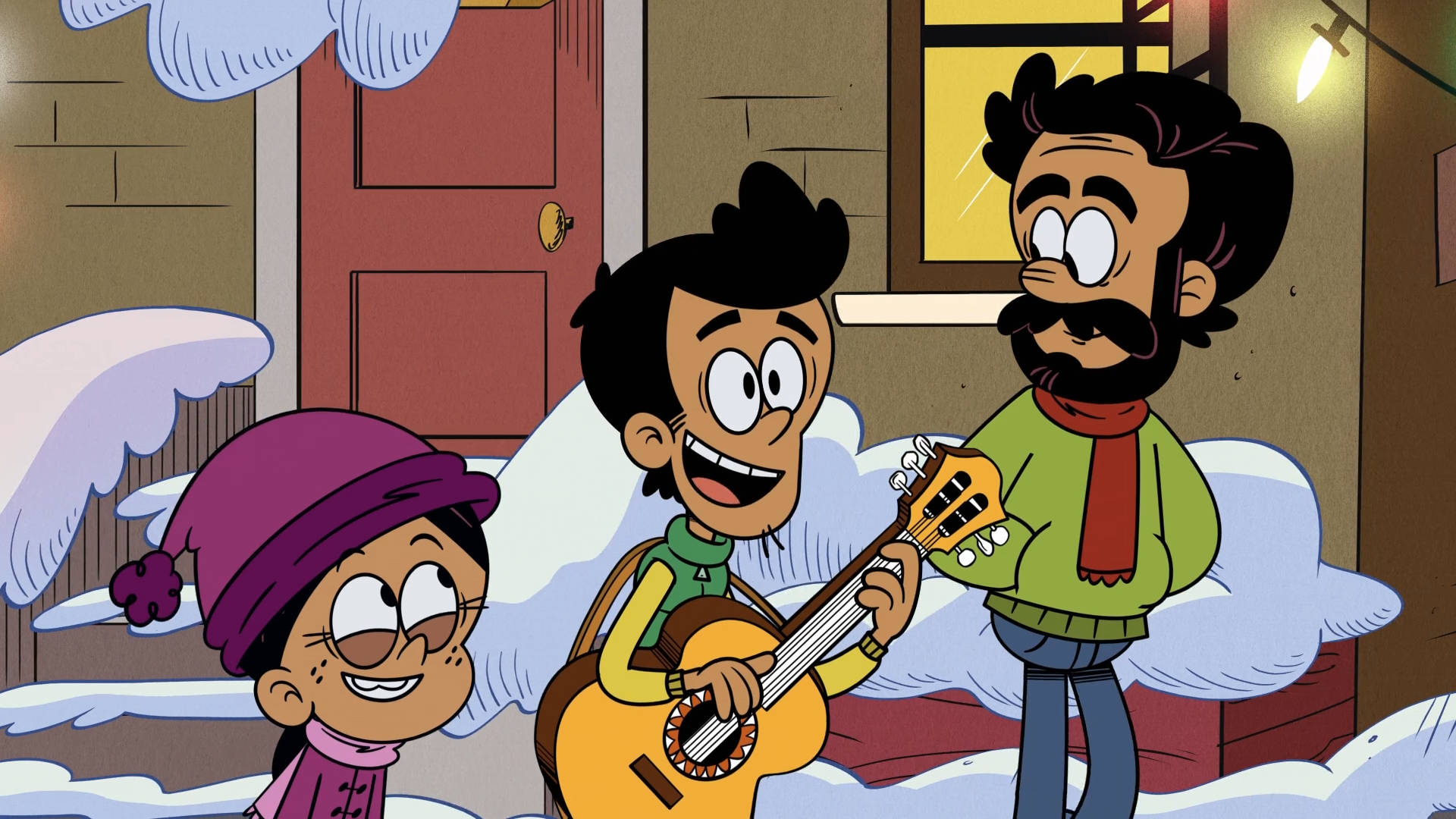 The Casagrandes, Christmas Caroling, snowy yard, Full HD Desktop Wallpaper