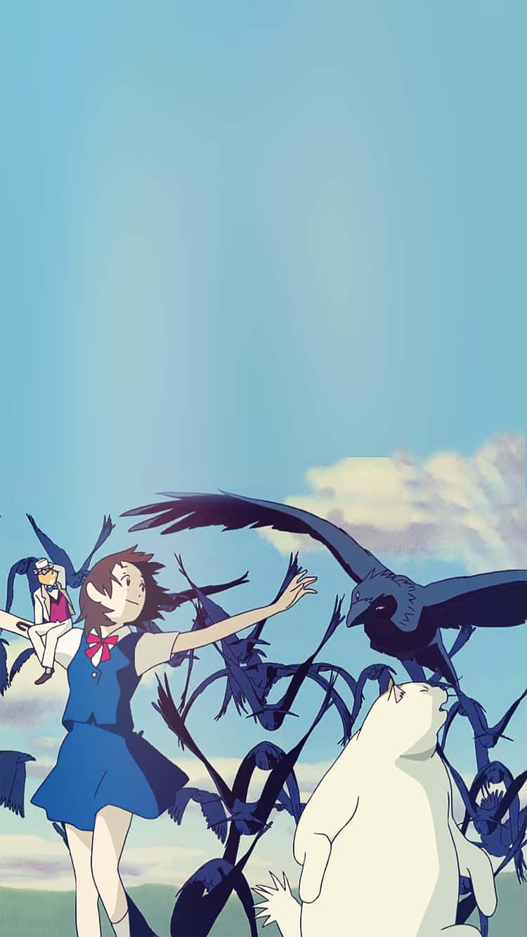 The Cat Returns, blue school uniform, dark birds, HD Phone Wallpaper