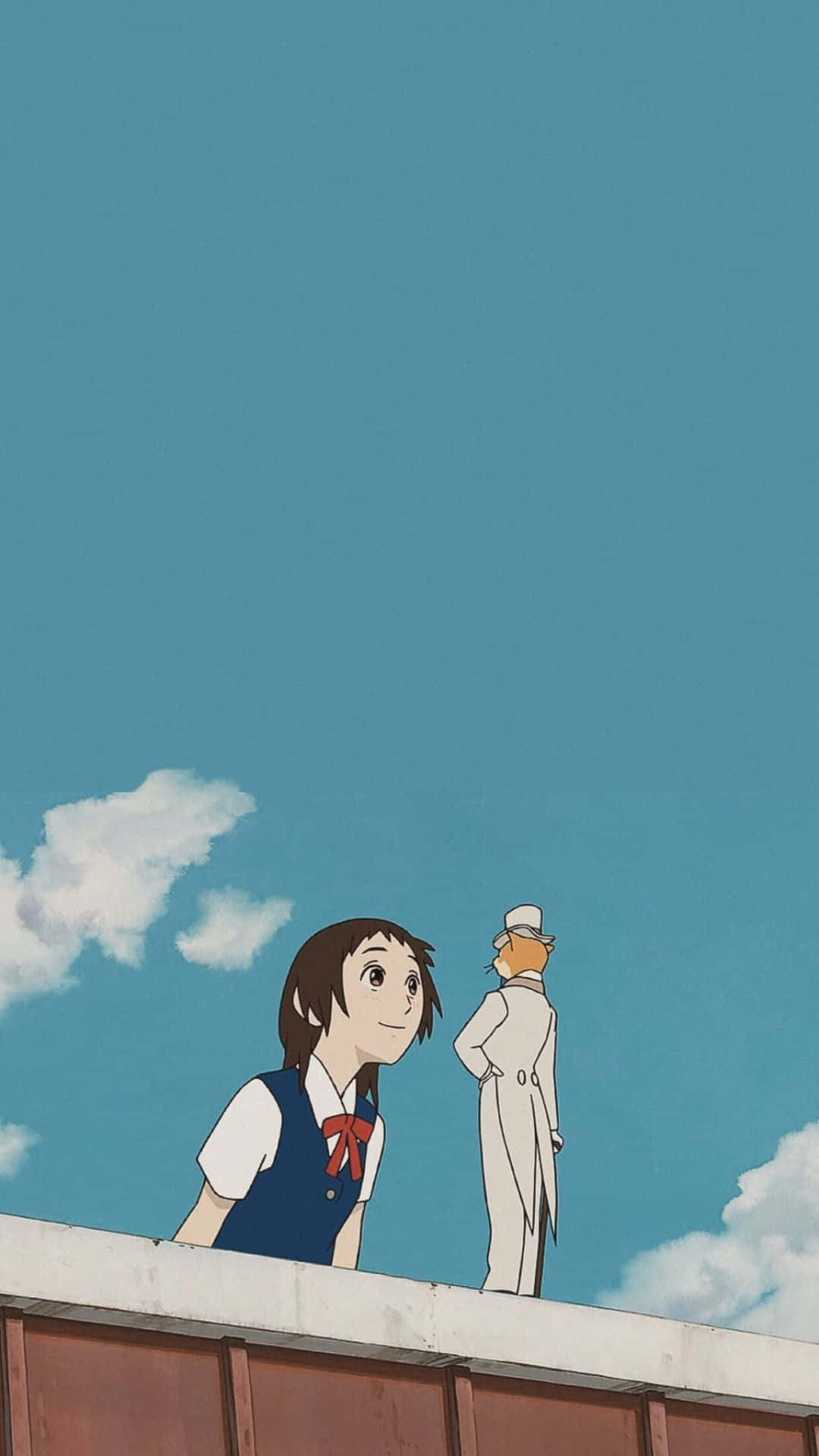 The Cat Returns, rooftop, school uniform, Full HD Phone Wallpaper