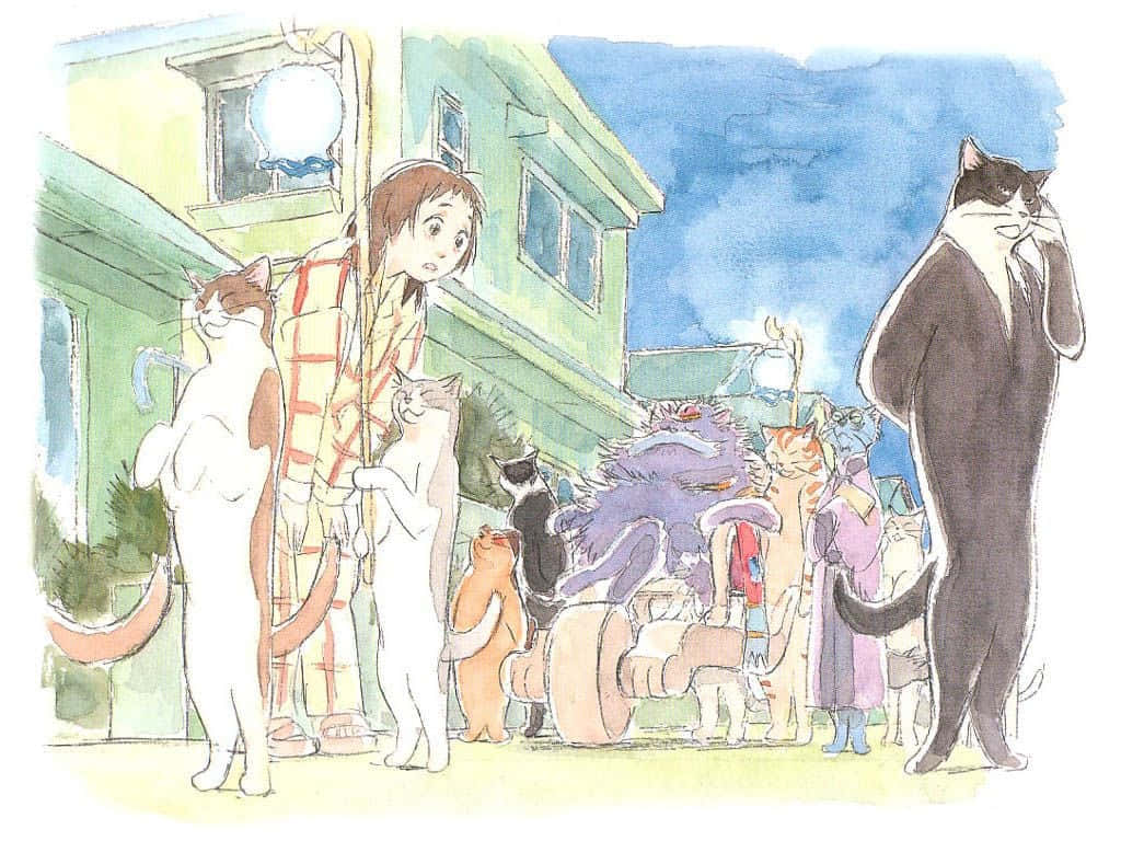 The Cat Returns, striped yukata, anthropomorphic cats, SD Desktop Wallpaper