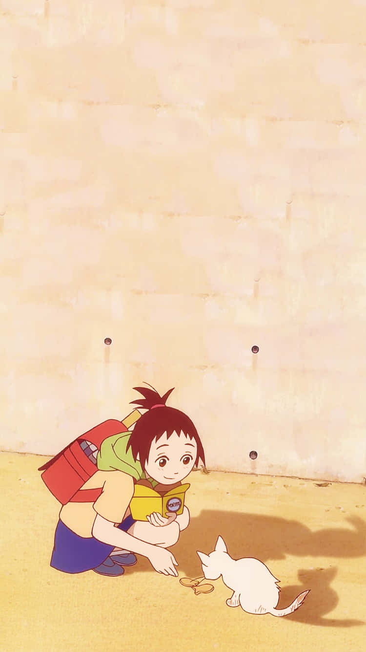 The Cat Returns, red backpack, white cat, HD Phone Wallpaper