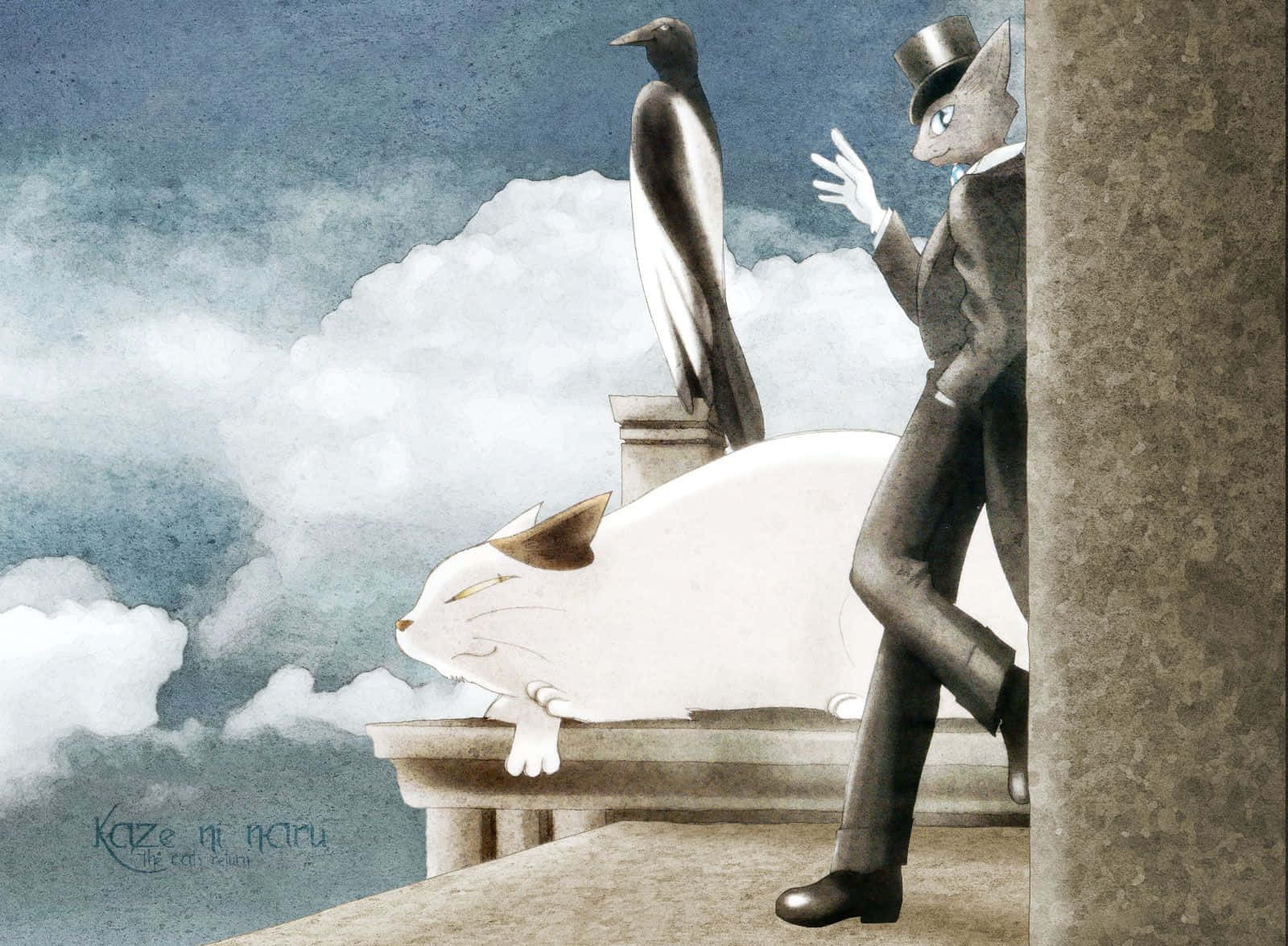 The Cat Returns, top hat, sleeping white cat, HD Desktop Wallpaper