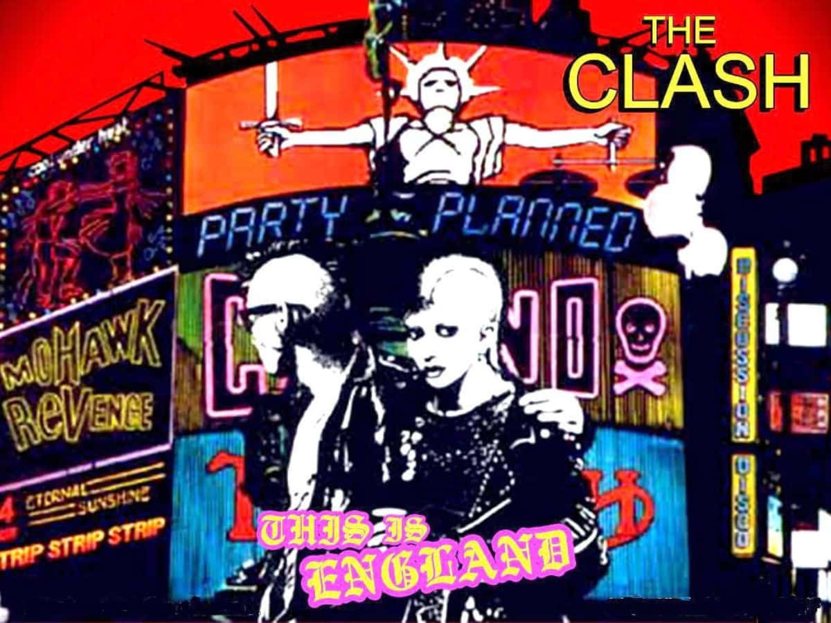 The Clash, British Punk Rock Band, neon signs, SD Desktop Wallpaper