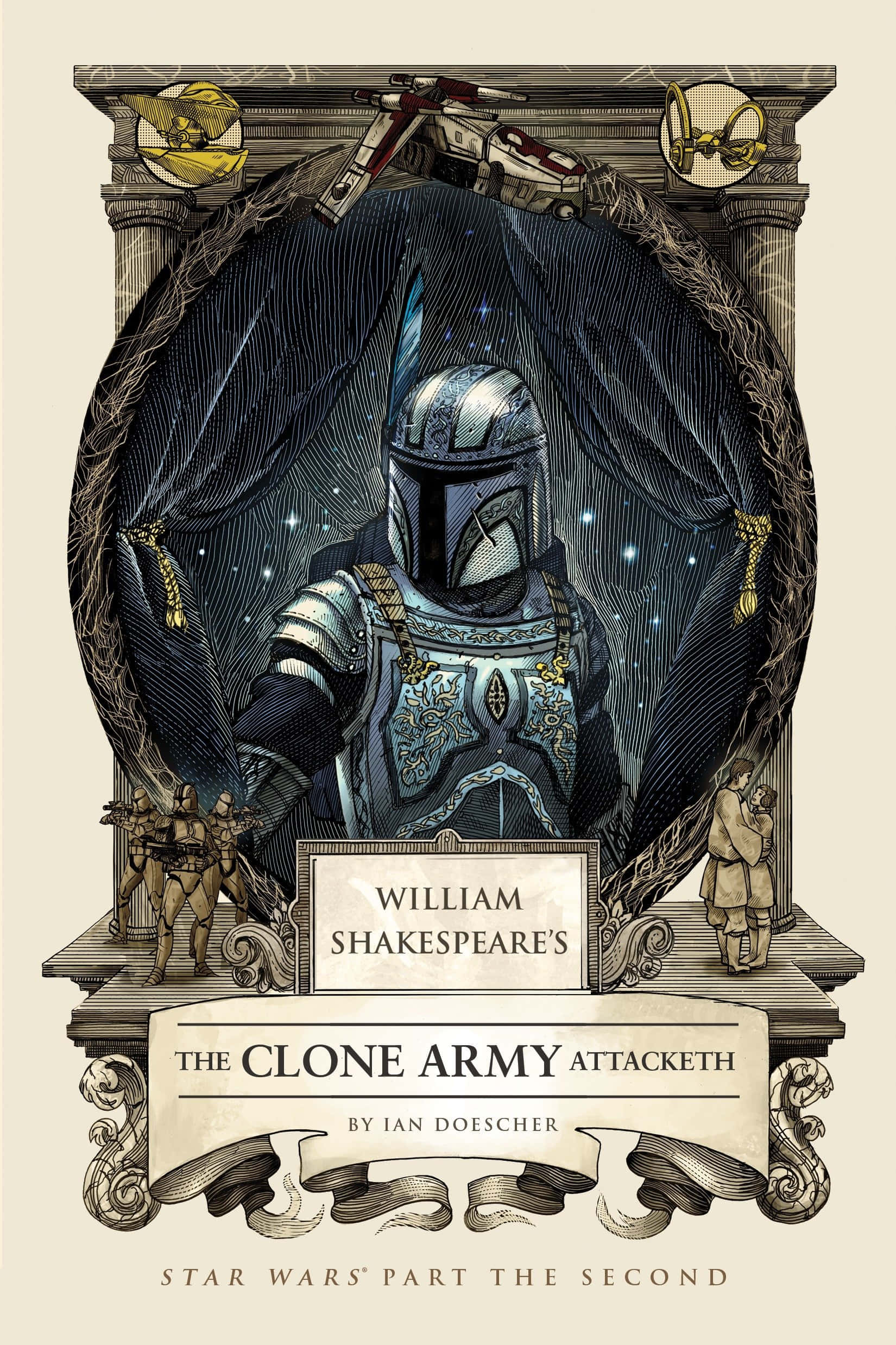 The Clone Army, starry curtain, ornate columns, Full HD Phone Wallpaper