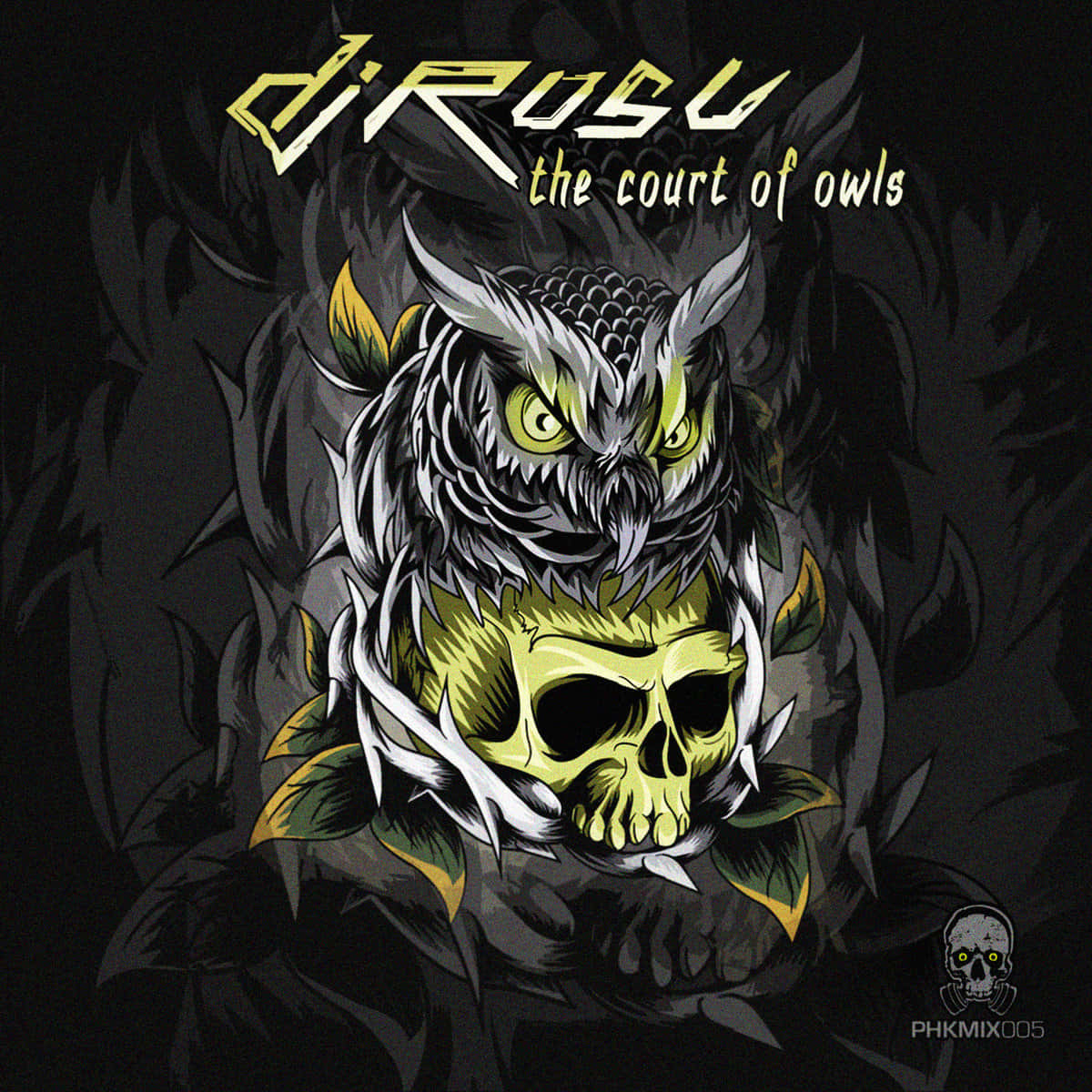 The Court Of Owls, glowing yellow eyes, skull, SD Desktop Wallpaper