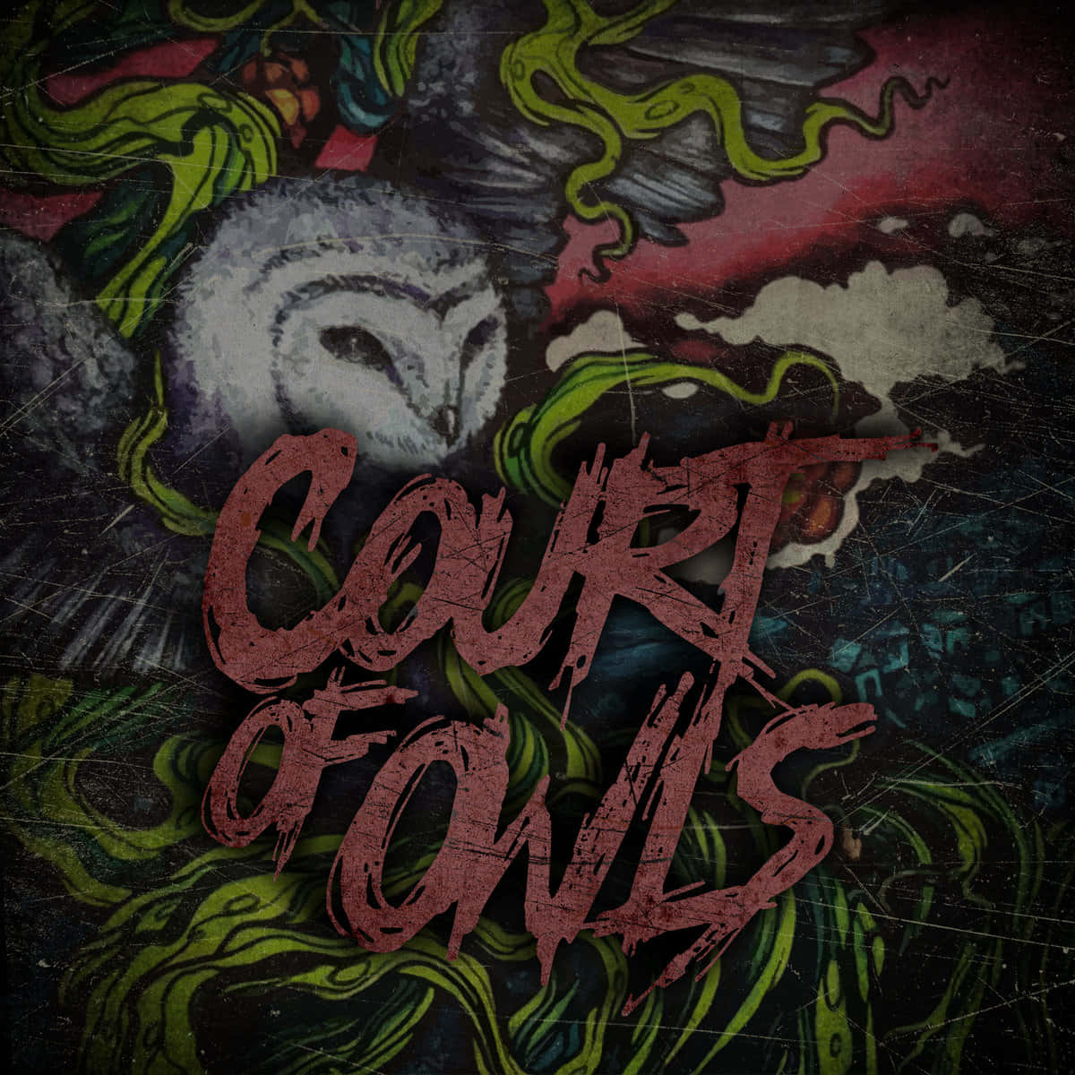 The Court Of Owls, owl face, swirling green tendrils, SD Desktop Wallpaper