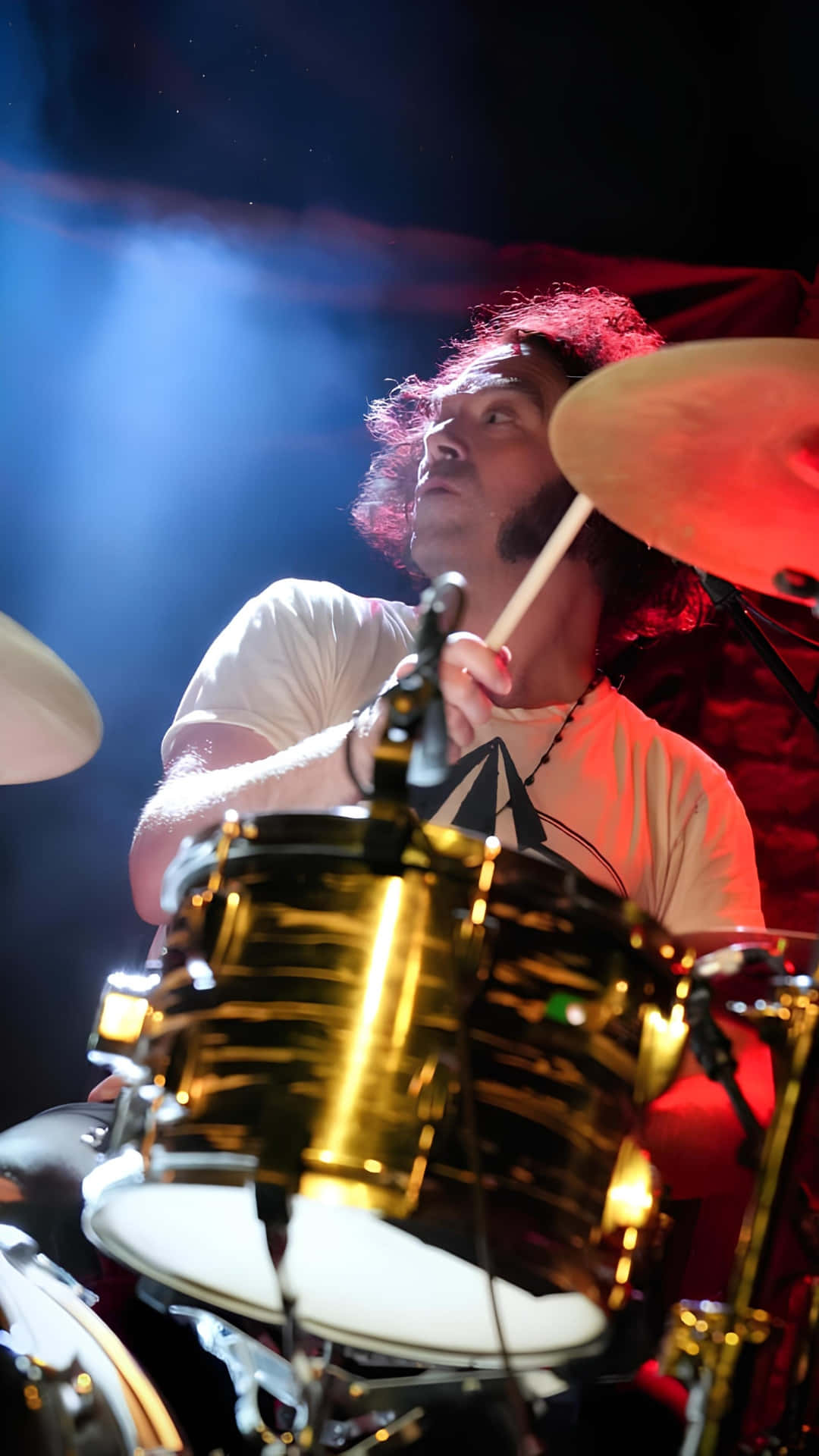 The Dandy Warhols, drummer, golden drum set, Full HD Phone Wallpaper