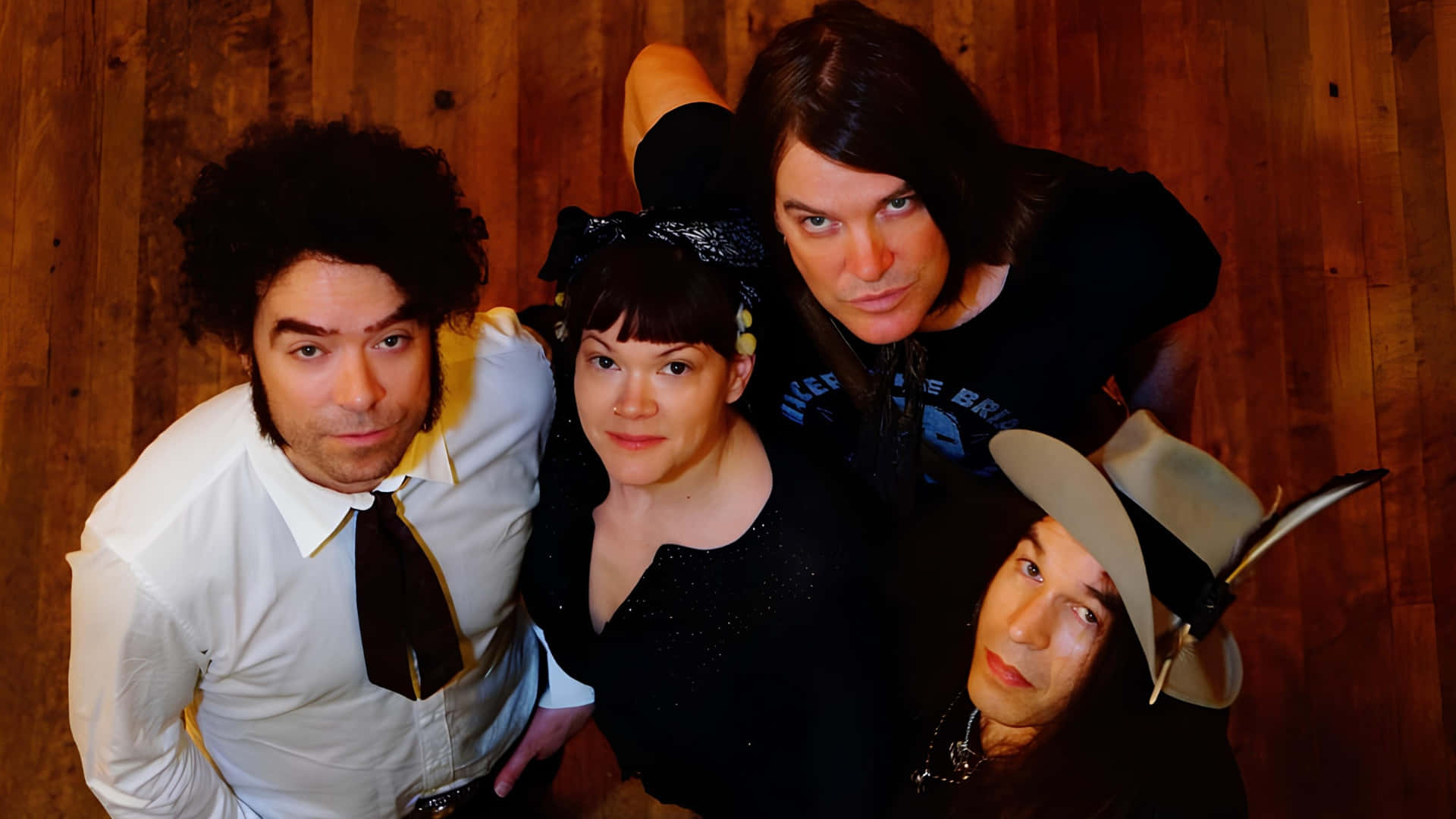 The Dandy Warhols, band, warm wooden wall, Full HD Desktop Wallpaper