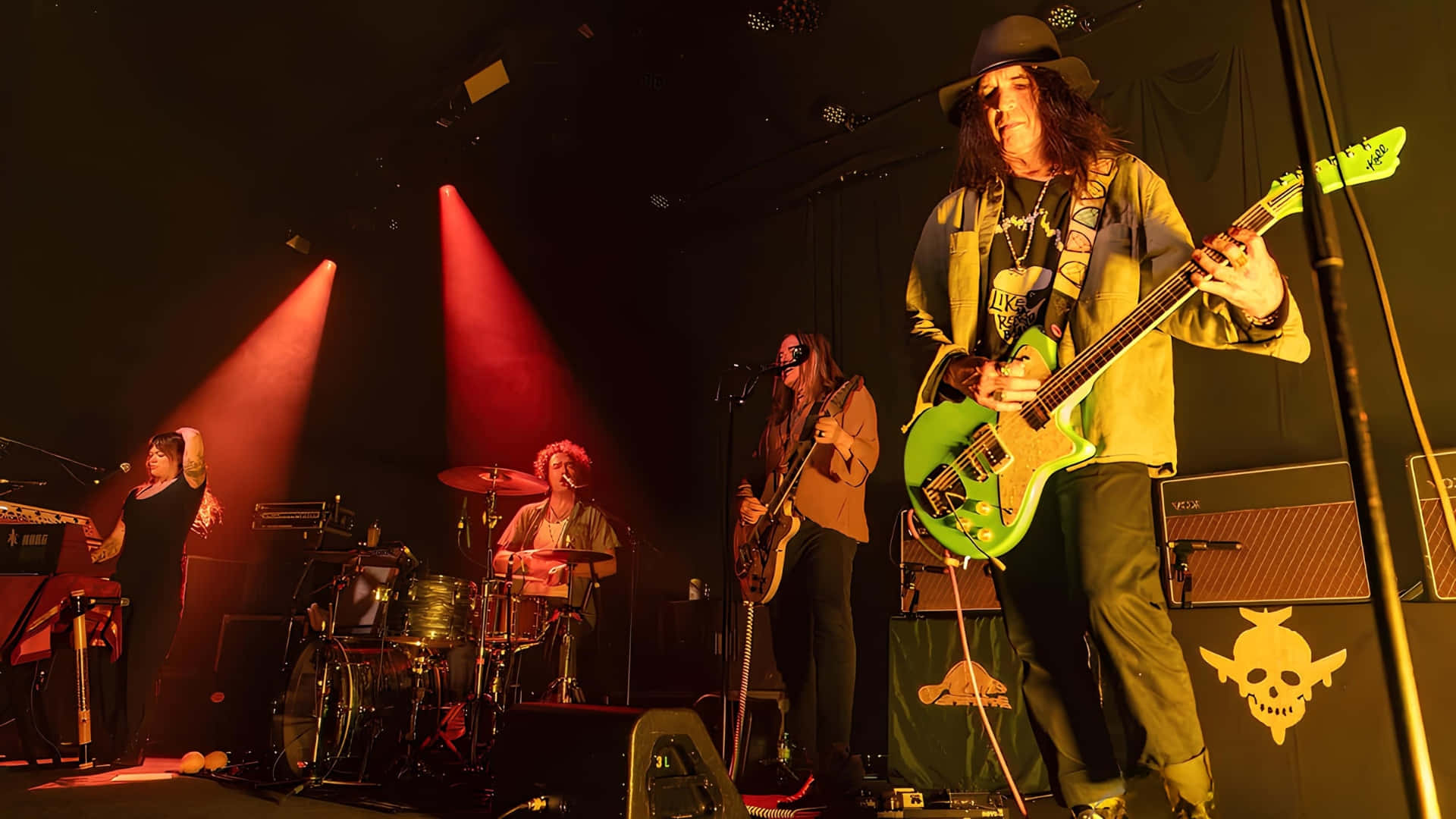 The Dandy Warhols, live performance, red spotlights, Full HD Desktop Wallpaper