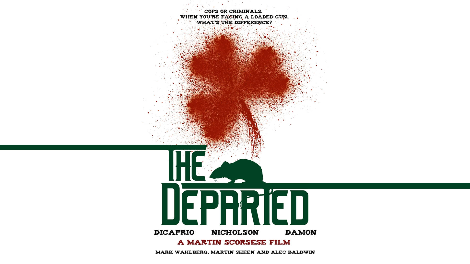 The Departed, movie poster, red splatter, Full HD Desktop Wallpaper