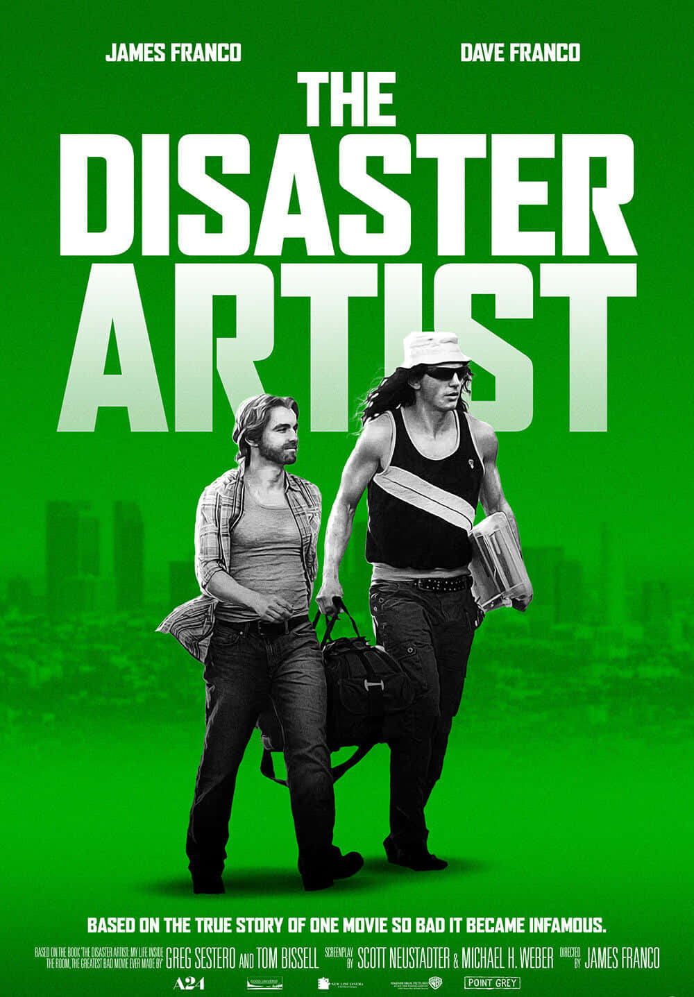 The Disaster Artist, black and white, vibrant green background, HD Phone Wallpaper