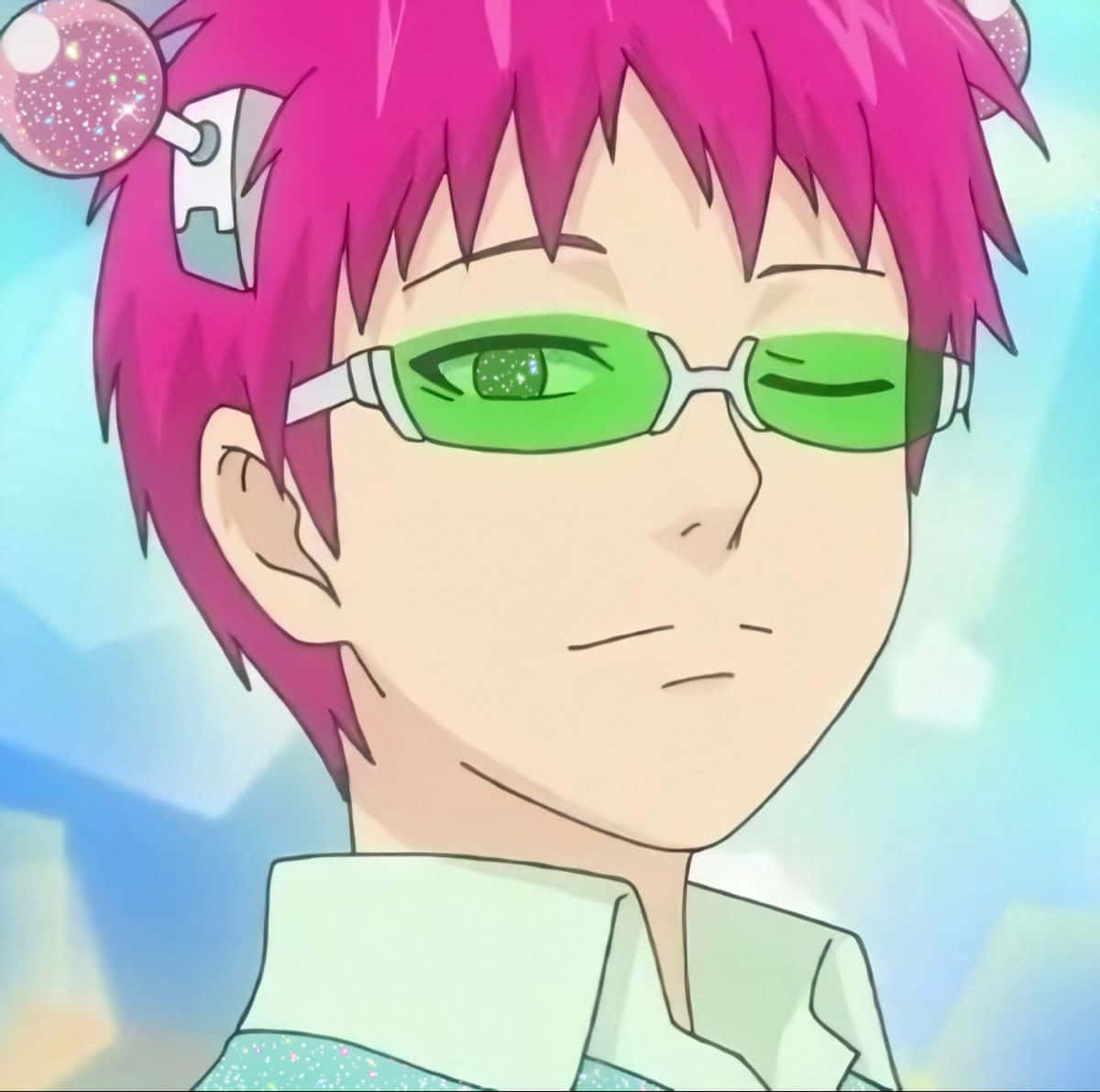 The Disastrous Life Of Saiki K, spiky pink hair, green sunglasses, SD Desktop Wallpaper