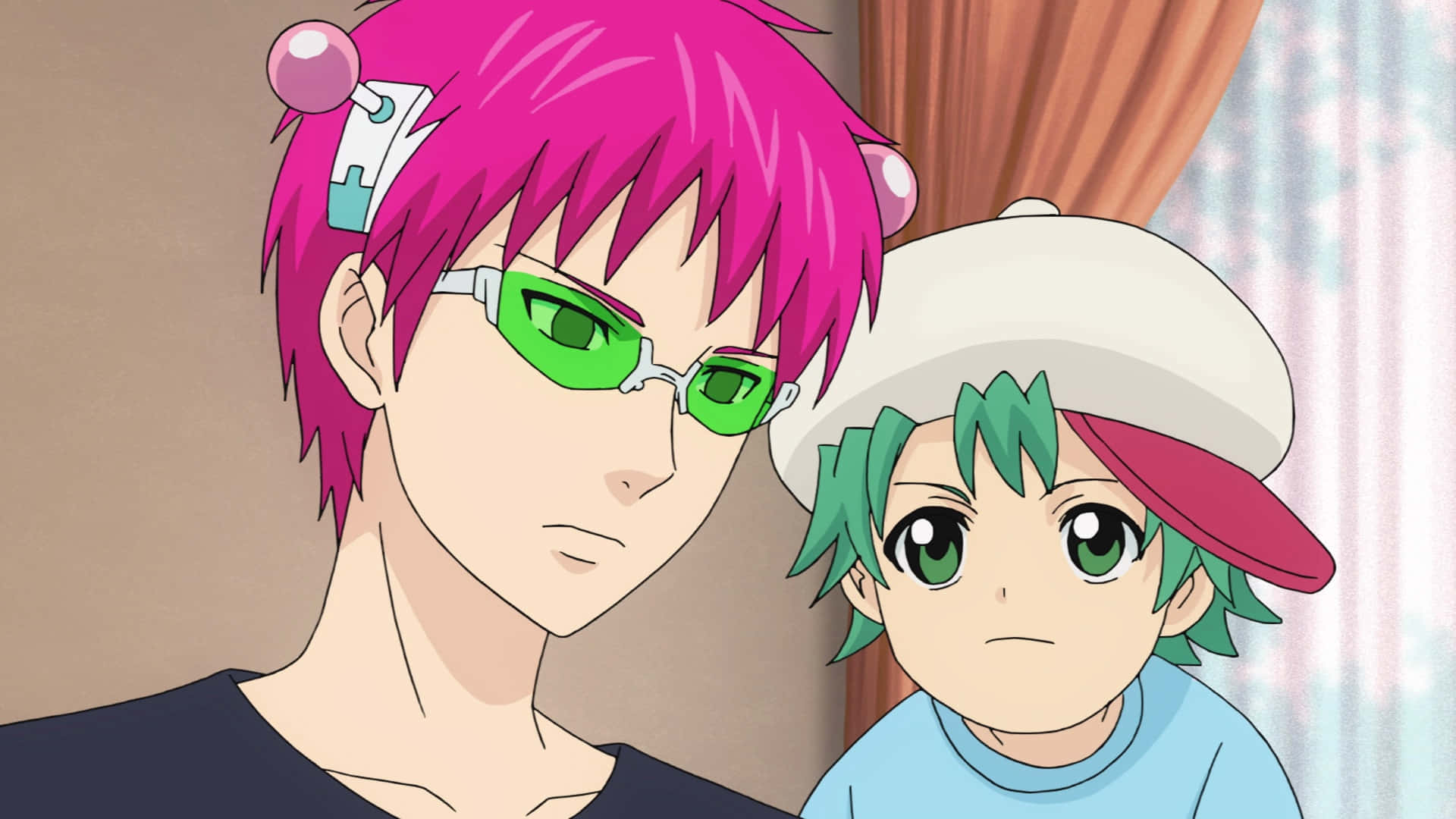 The Disastrous Life Of Saiki K, pink hair, green hair, Full HD Desktop Wallpaper