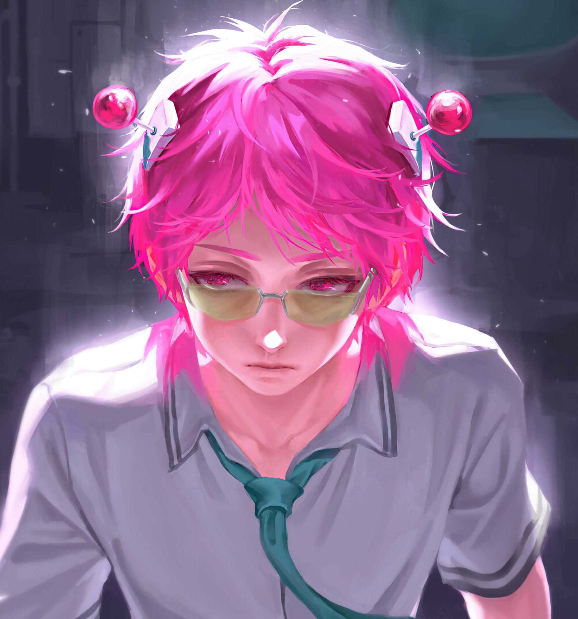 The Disastrous Life Of Saiki K, Saiki K, pink-haired anime boy, Full HD Phone Wallpaper