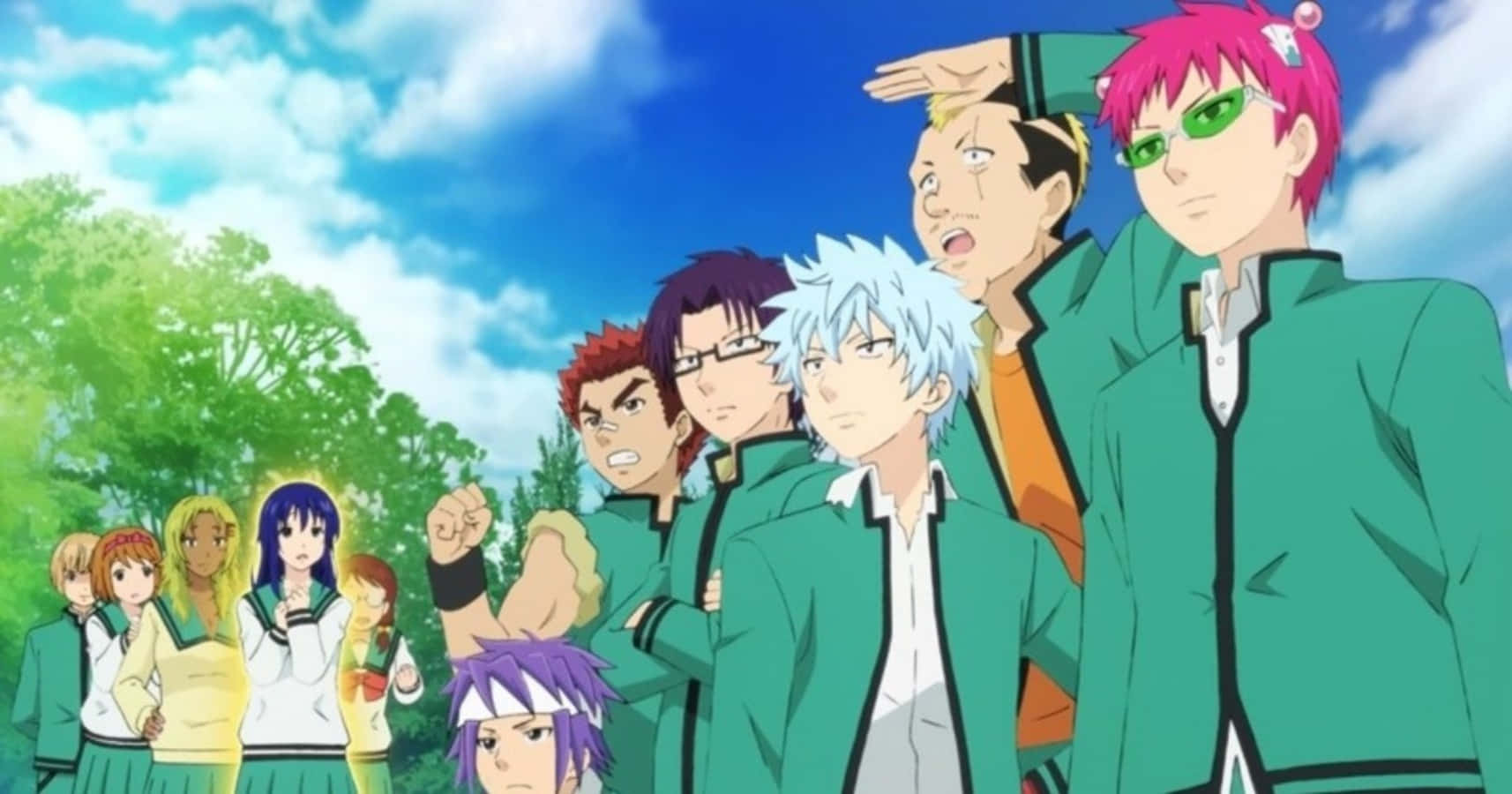 The Disastrous Life Of Saiki K, blue sky, fluffy clouds, HD Desktop Wallpaper