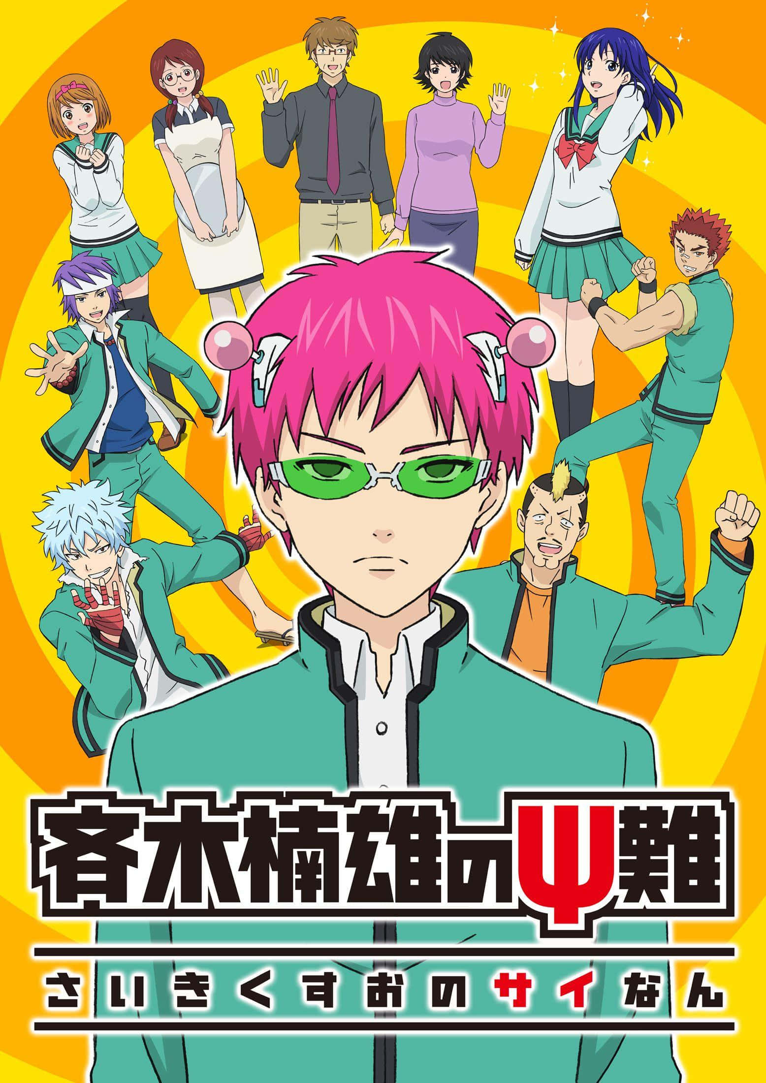 Saiki K., pink-haired protagonist, green glasses, Full HD Phone Wallpaper