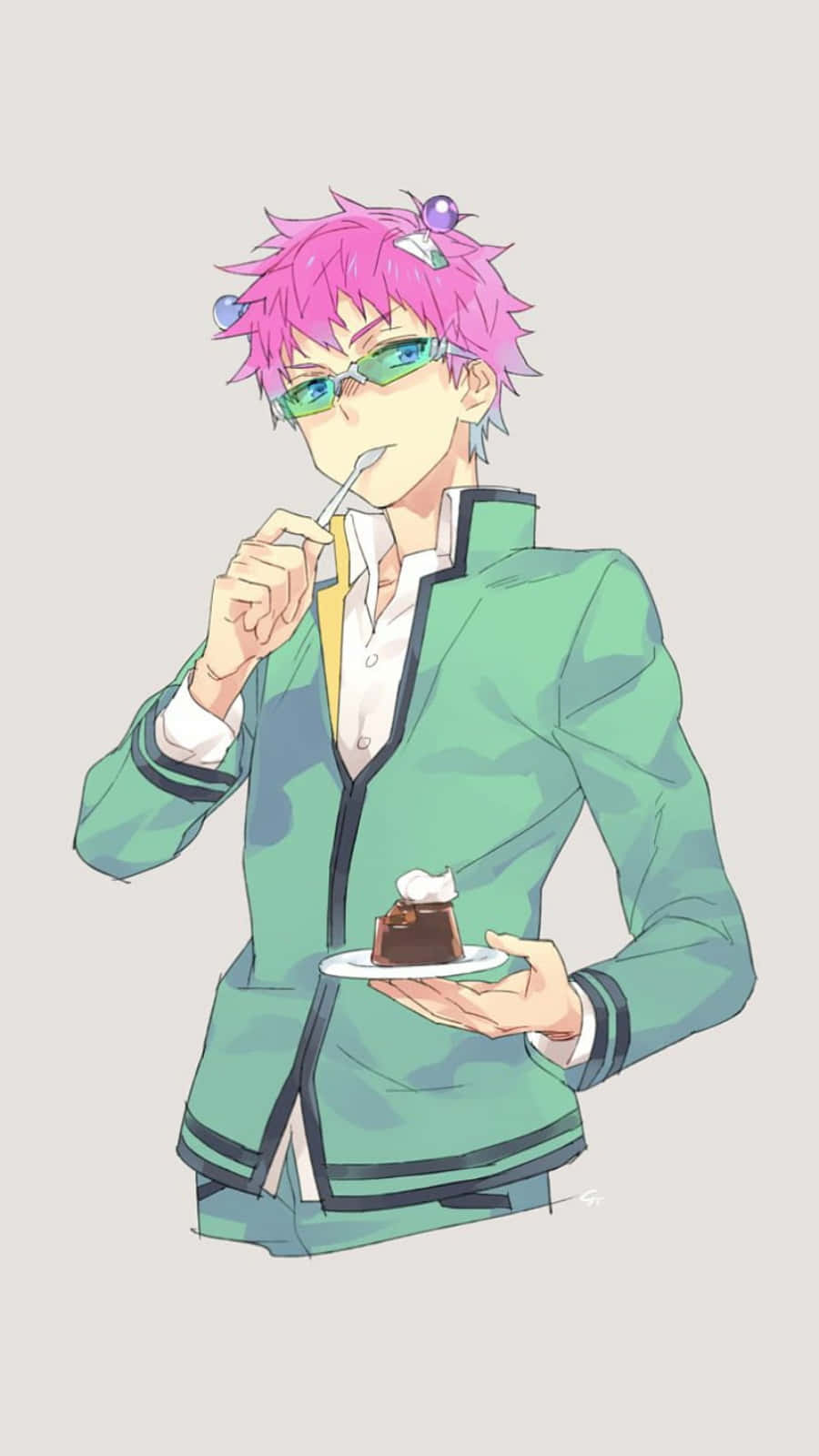 The Disastrous Life Of Saiki K, pink-haired anime boy, green jacket, HD Phone Wallpaper