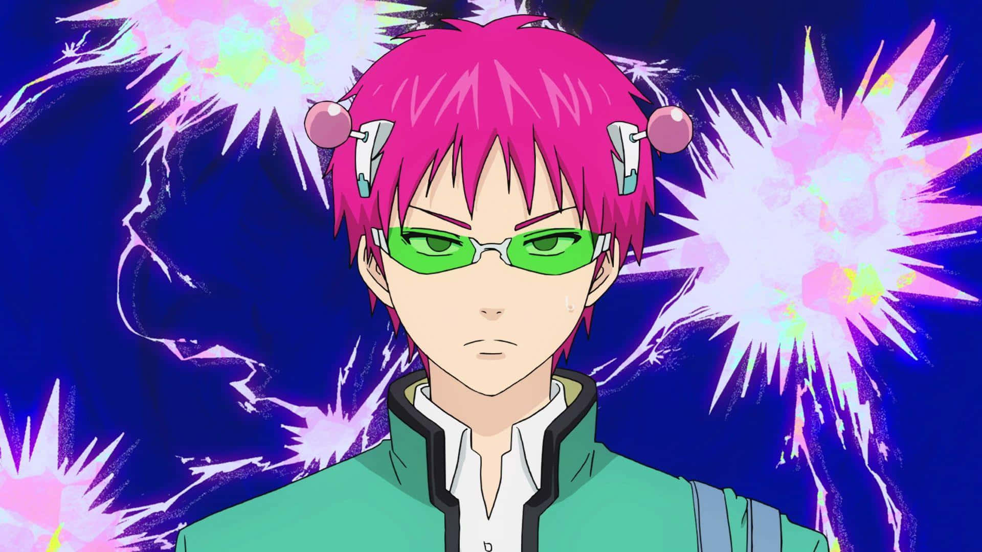 The Disastrous Life Of Saiki K, pink hair, green eyes, Full HD Desktop Wallpaper