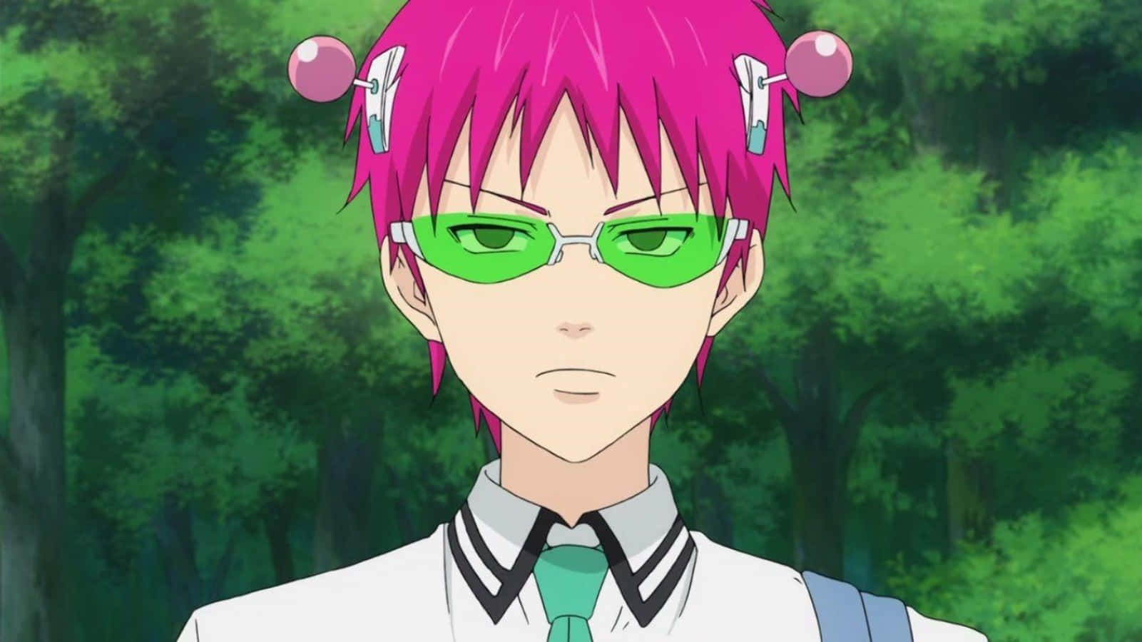 The Disastrous Life Of Saiki K, pink-haired anime boy, green glasses, HD Desktop Wallpaper