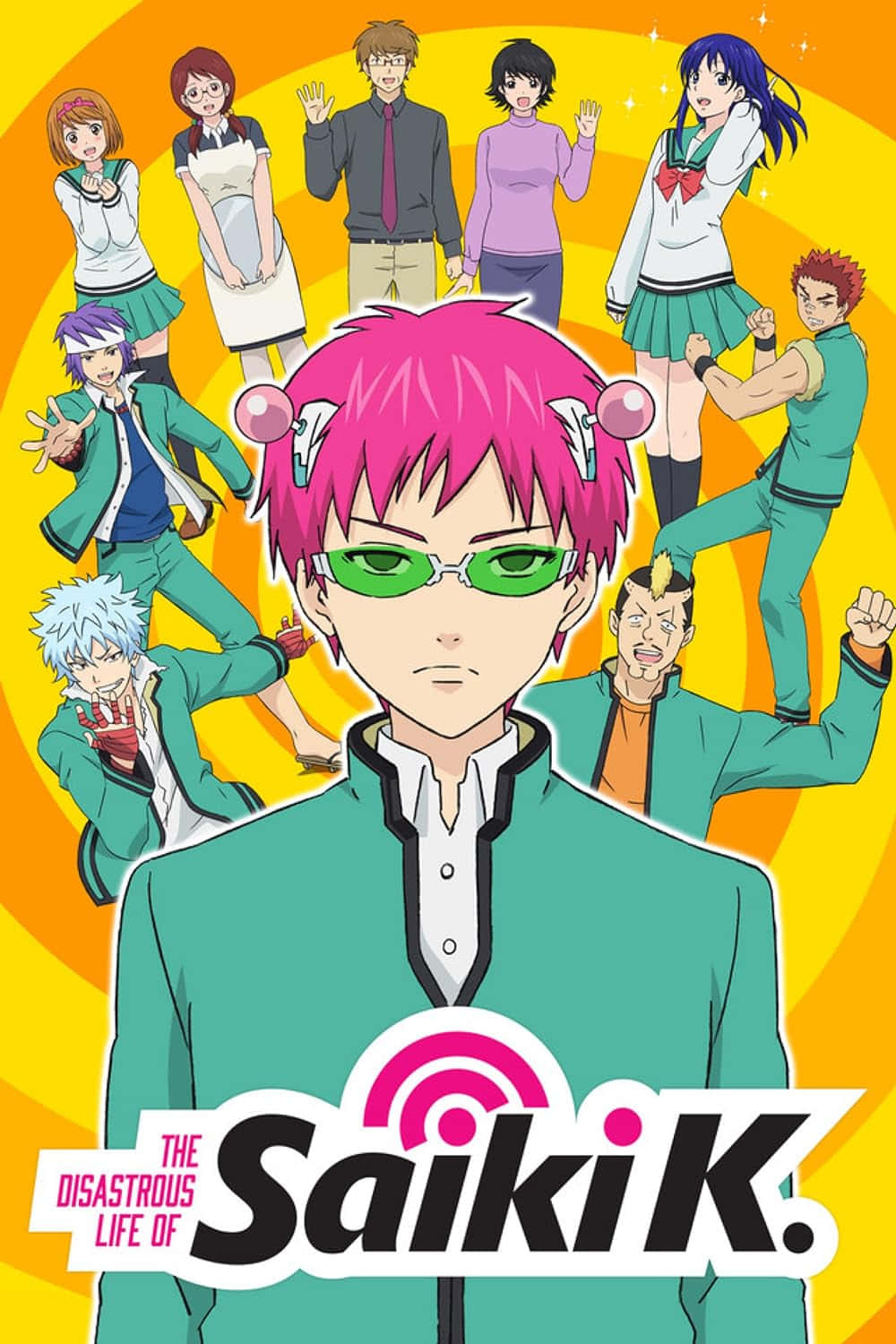 Saiki K, pink-haired protagonist, green glasses, HD Phone Wallpaper