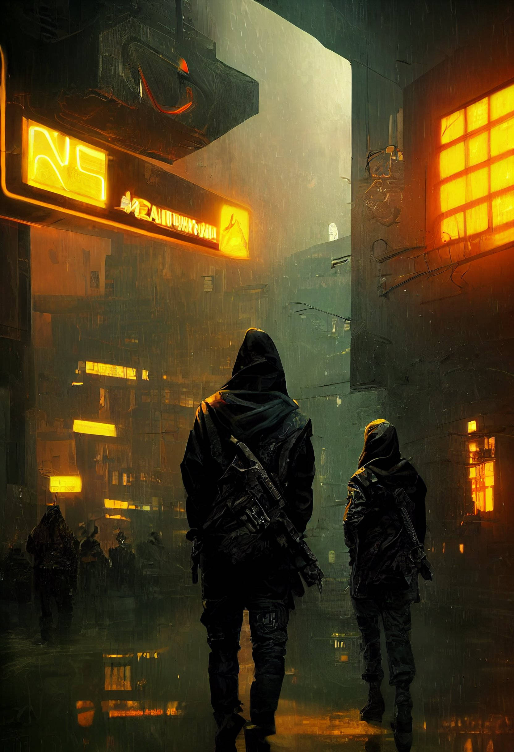 The Division 2 Phone, cyberpunk alley, rain-slicked, Full HD Phone Wallpaper