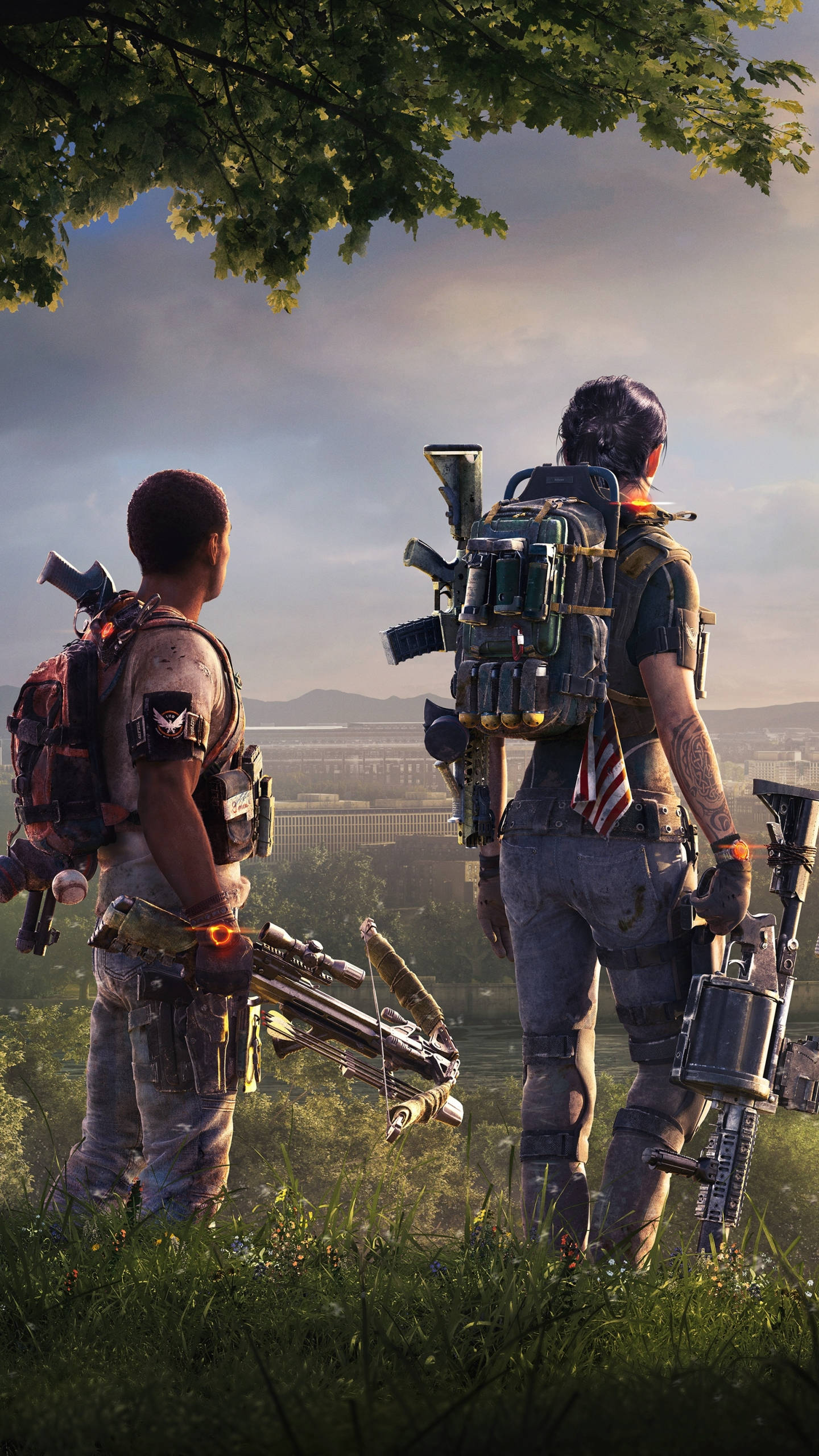 The Division 2, tactical gear, grassy hill, 2K Phone Wallpaper