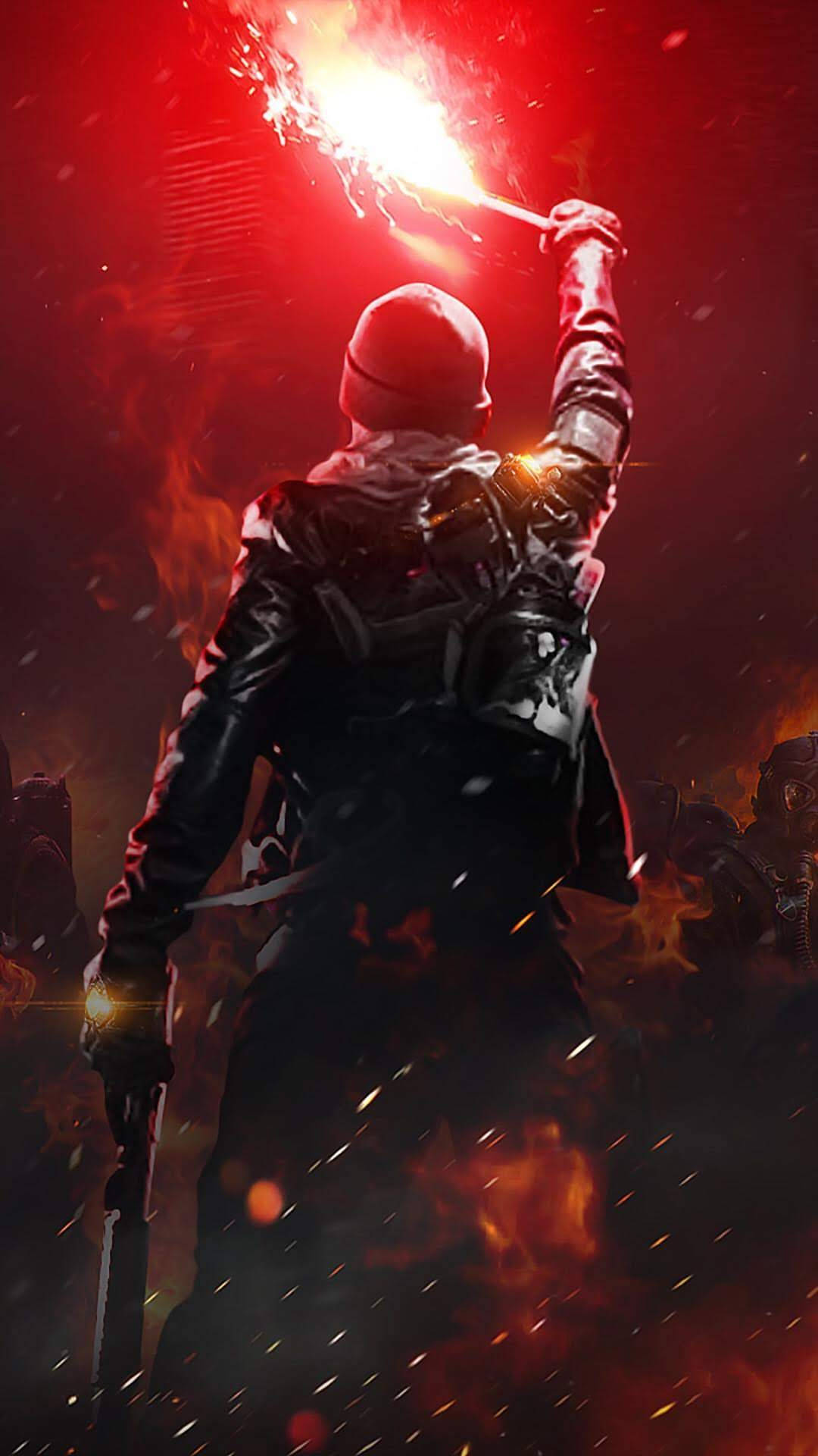 The Division 2, red flare, flaming torch, Full HD Phone Wallpaper