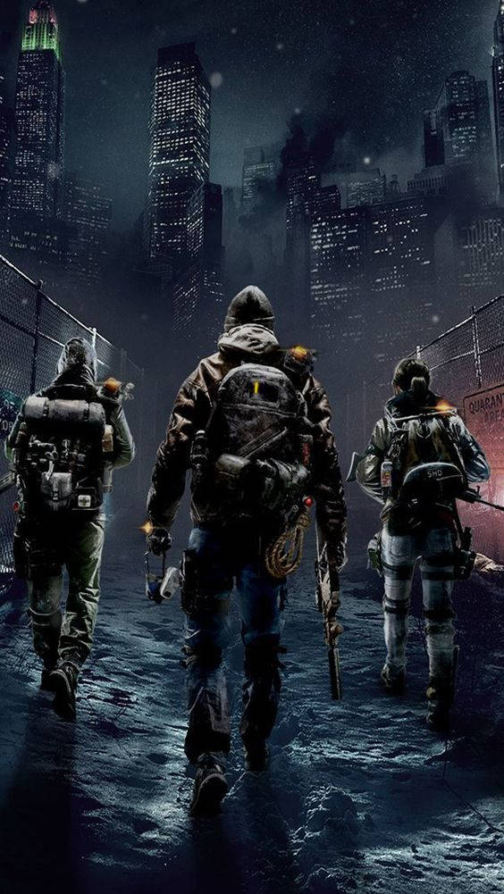 The Division, hooded gear, rain soaked urban alley, SD Phone Wallpaper