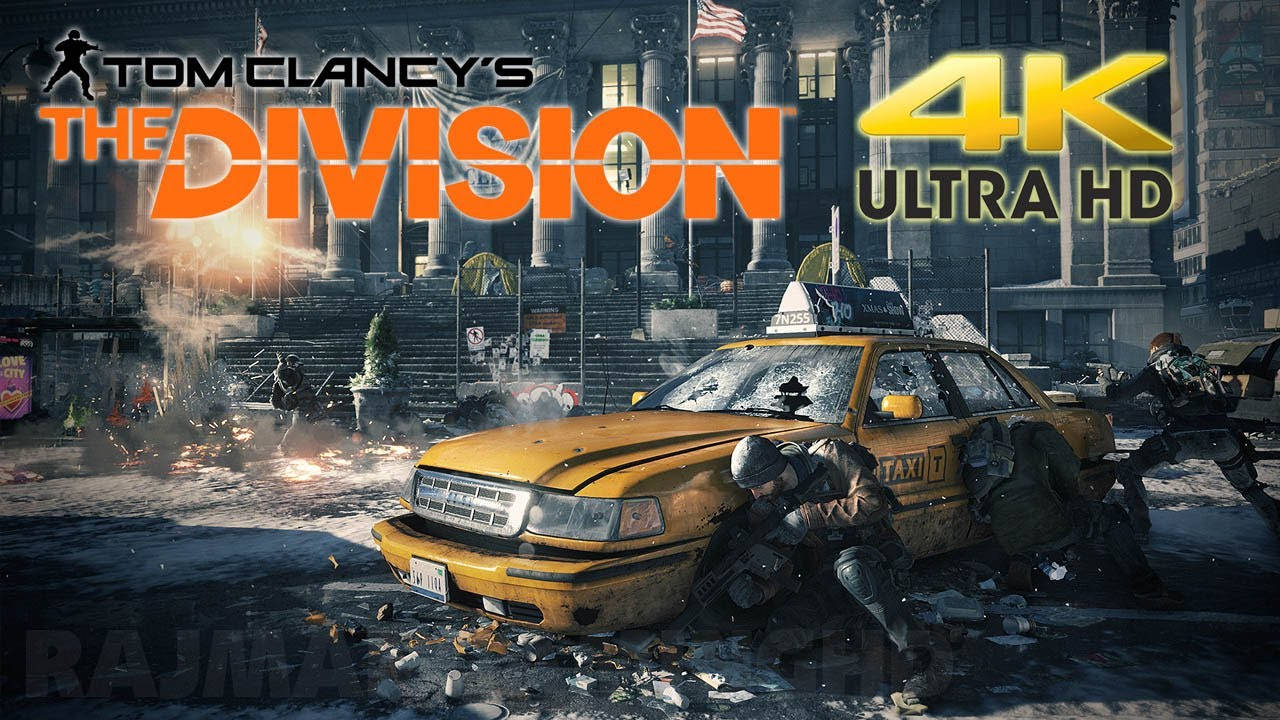 The Division 4K, yellow taxi, snowy urban battlefield, HD Desktop Wallpaper