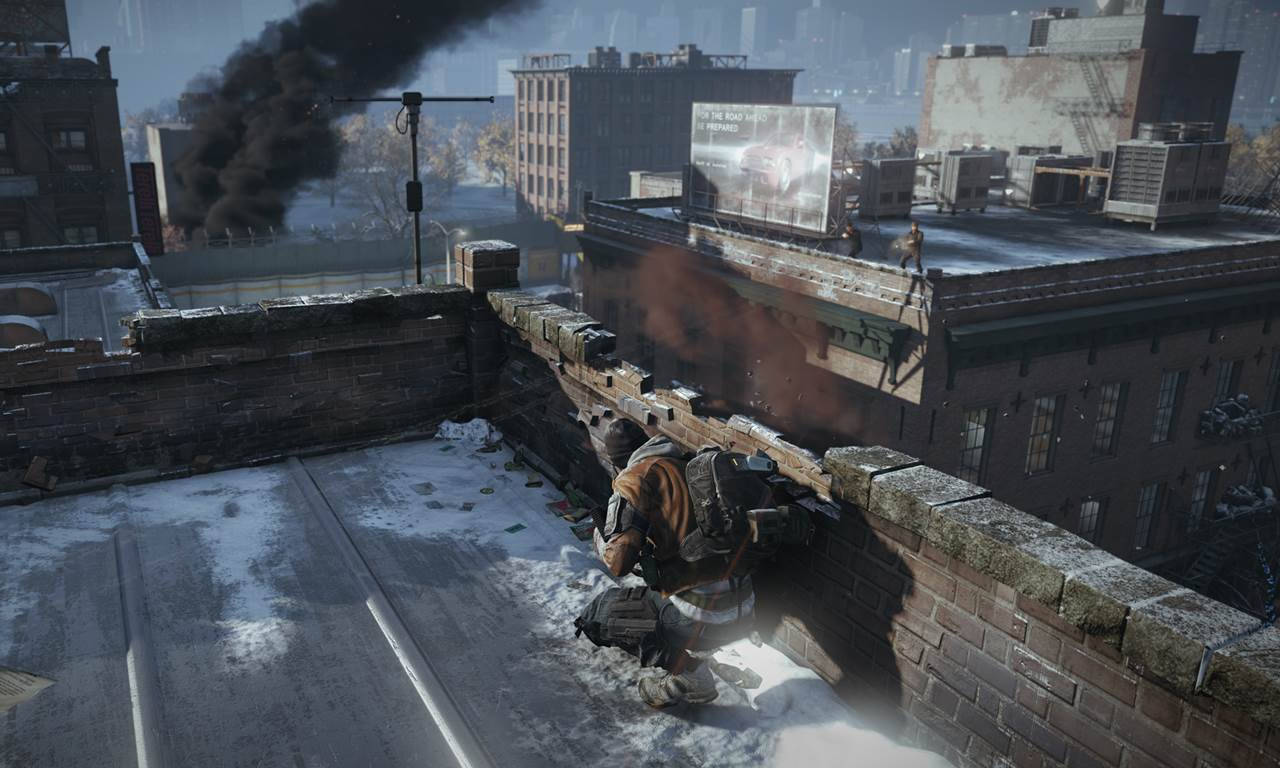 The Division 4K, soldier, snow-dusted rooftop, HD Desktop Wallpaper