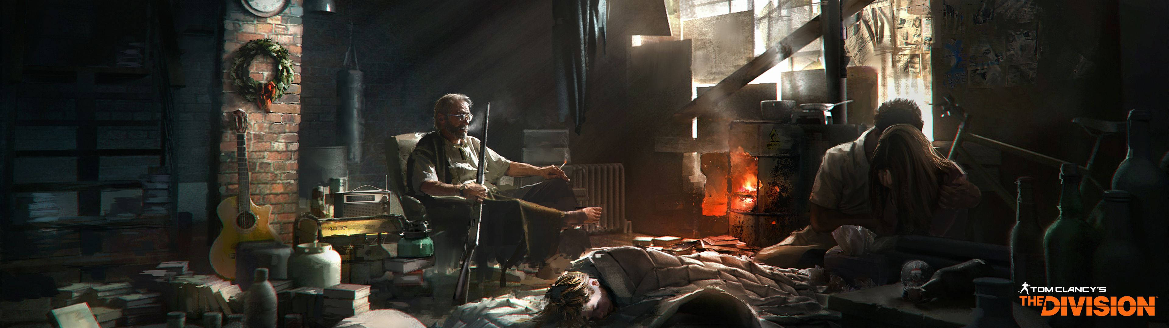 The Division, fireplace, slanted sunlight, 2K Desktop Wallpaper