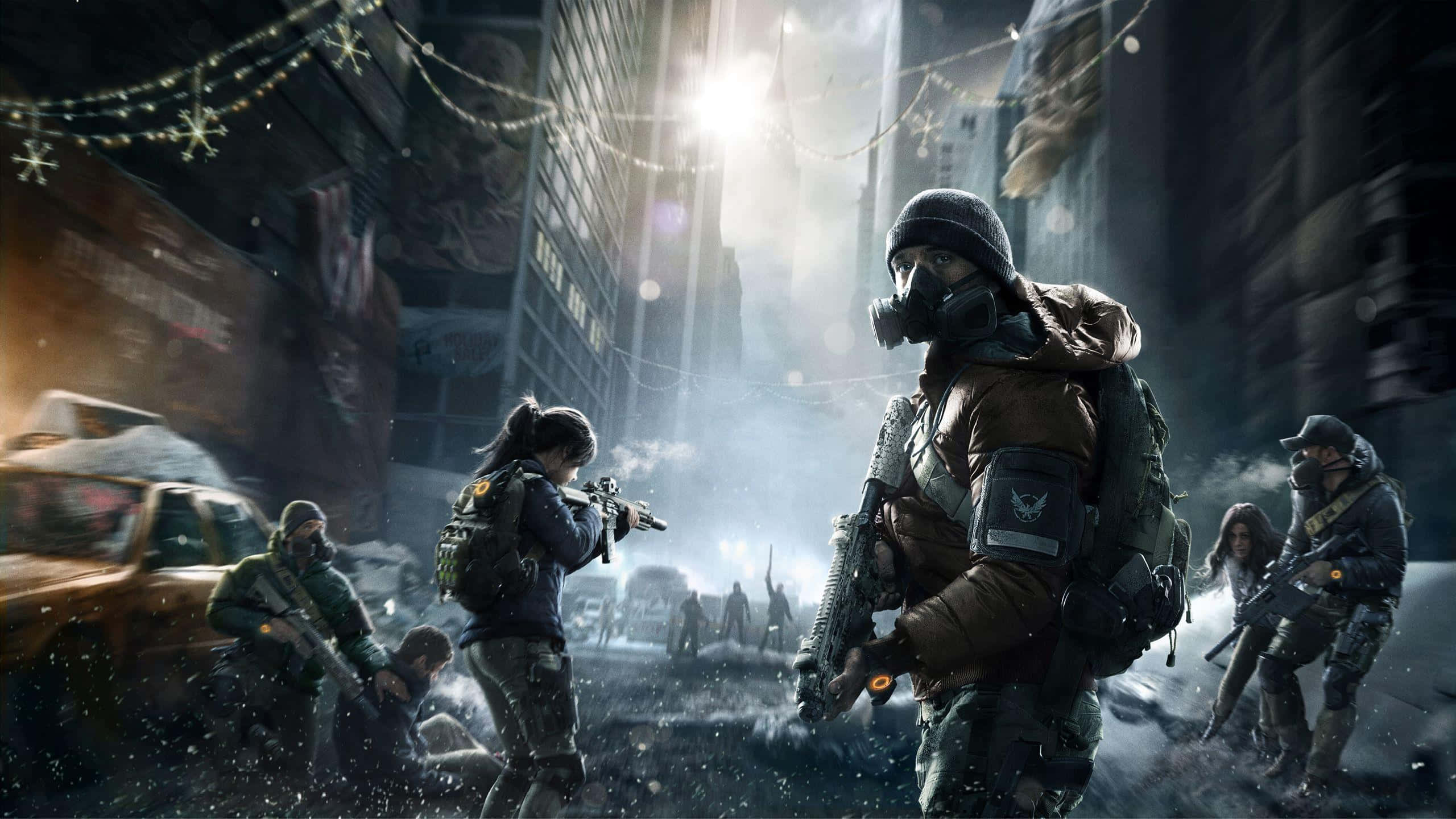The Division, gas masks, snow-covered, 2K Desktop Wallpaper