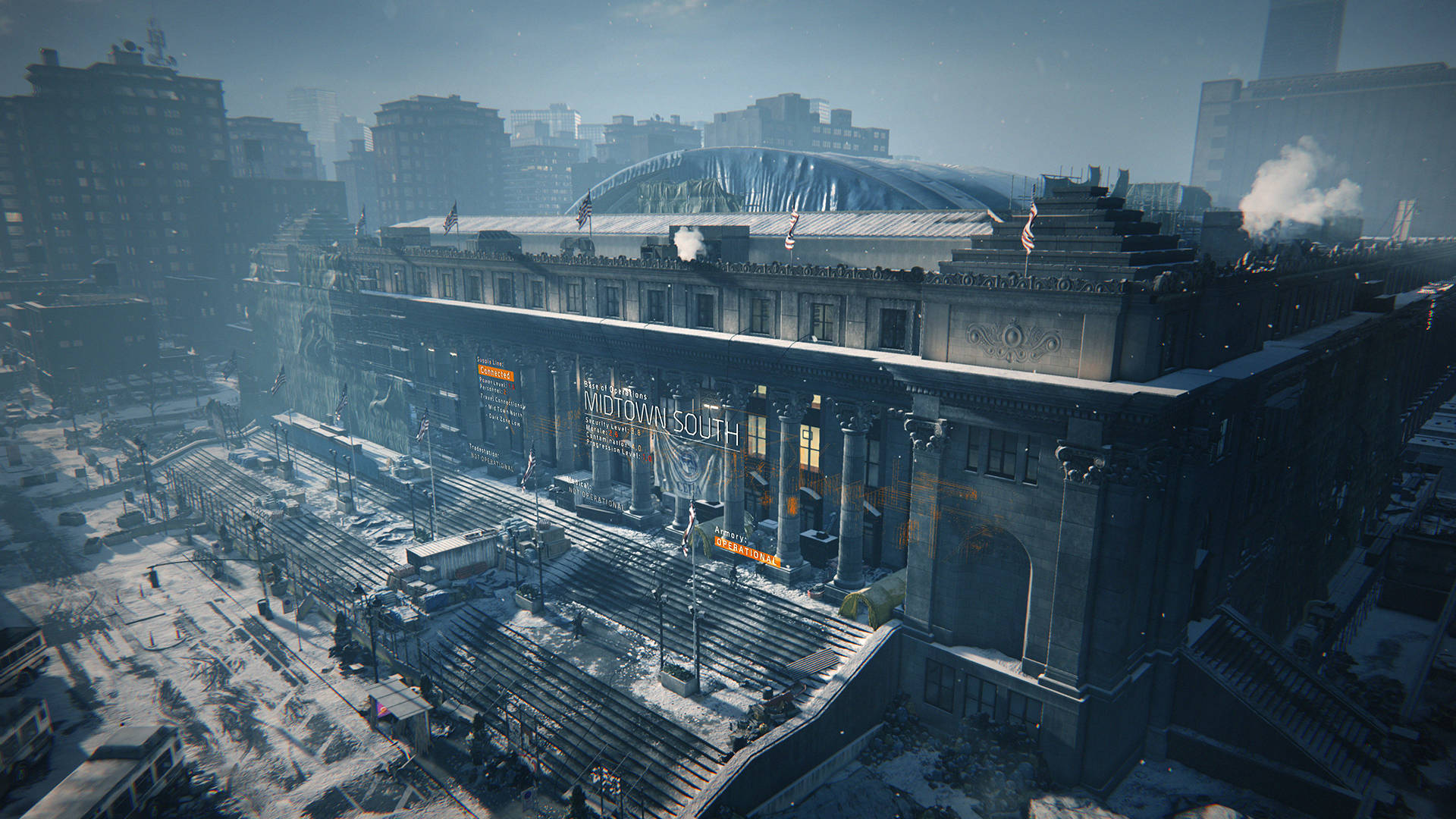 The Division, damaged building, snowy train station, Full HD Desktop Wallpaper