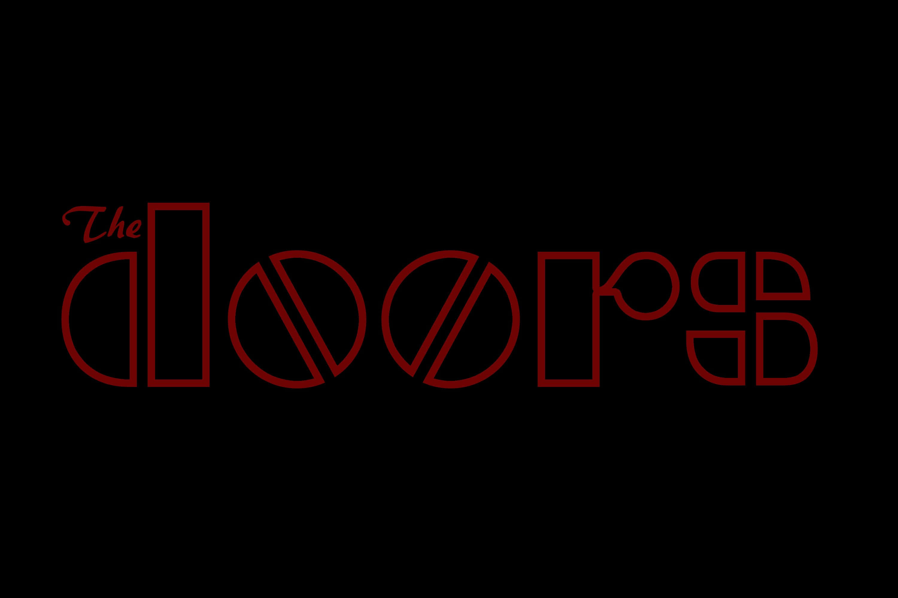 The Doors, vintage mystical door, bold red outlined text, 2K Desktop Wallpaper