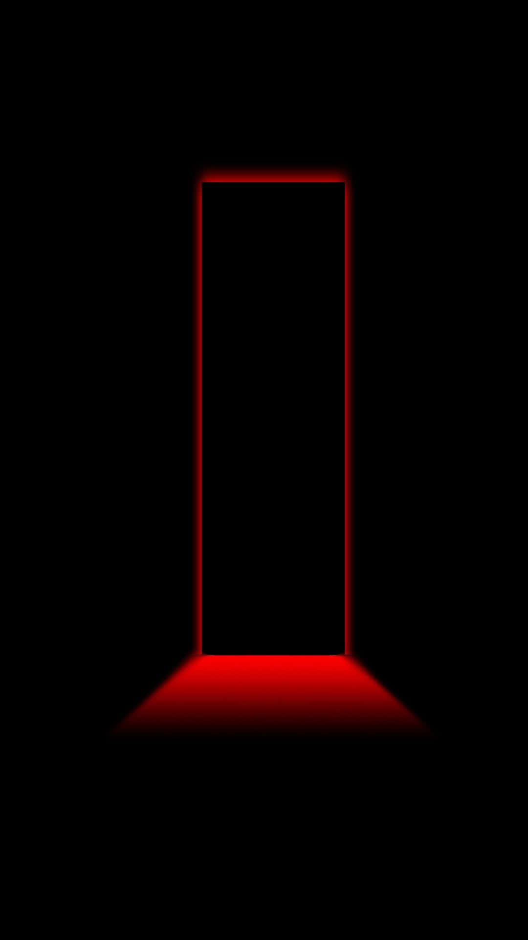 red door, dark room, glowing red, Full HD Phone Wallpaper