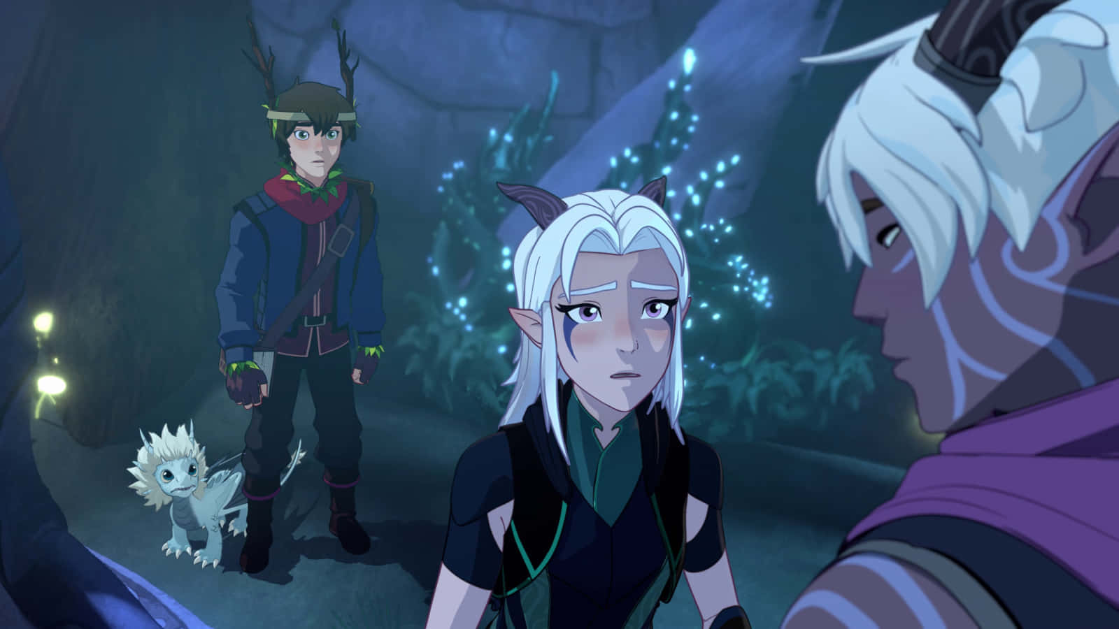 The Dragon Prince, glowing flora, dark cave, HD Desktop Wallpaper