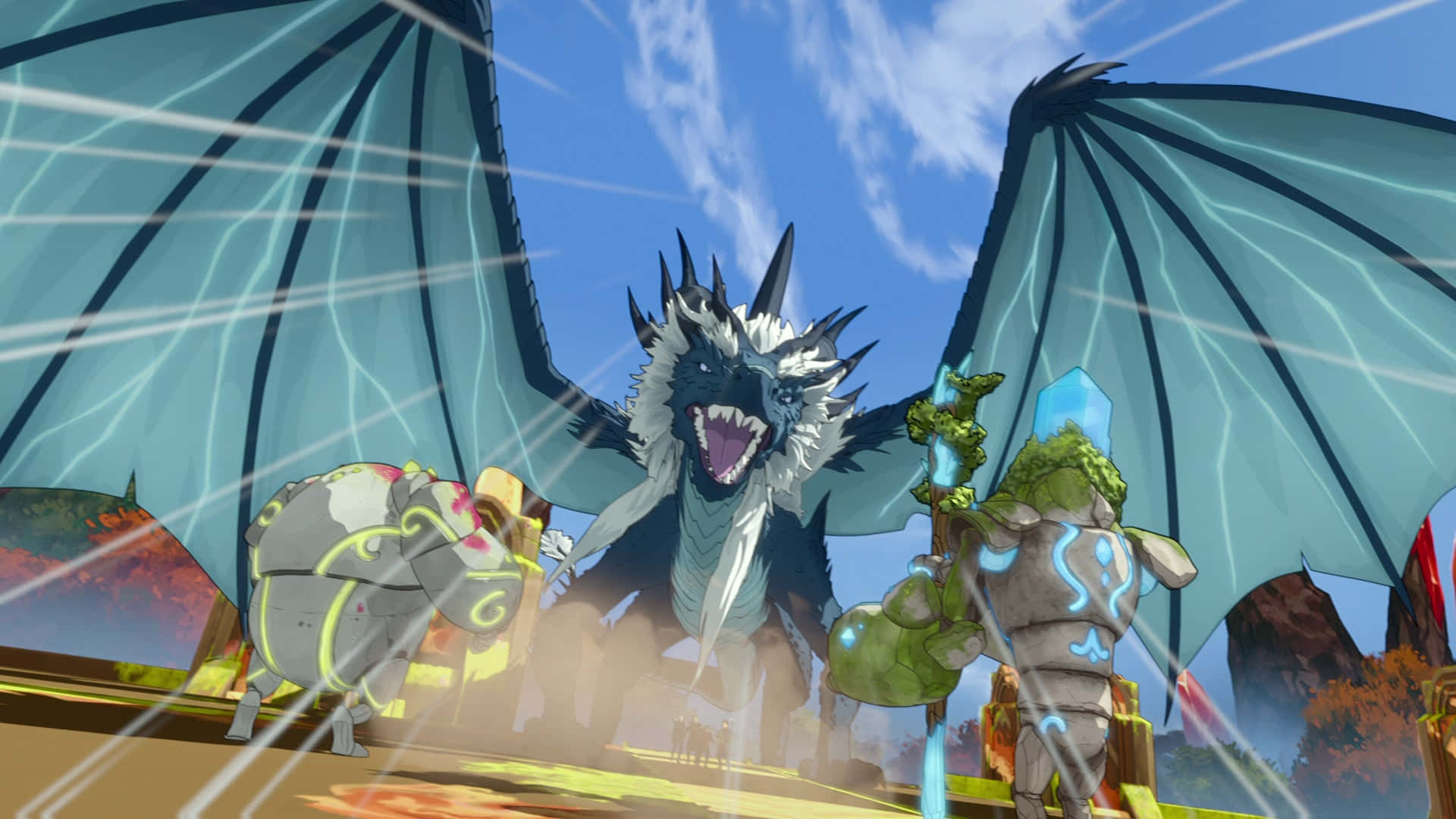 The Dragon Prince, blue dragon, spiked mane, Full HD Desktop Wallpaper