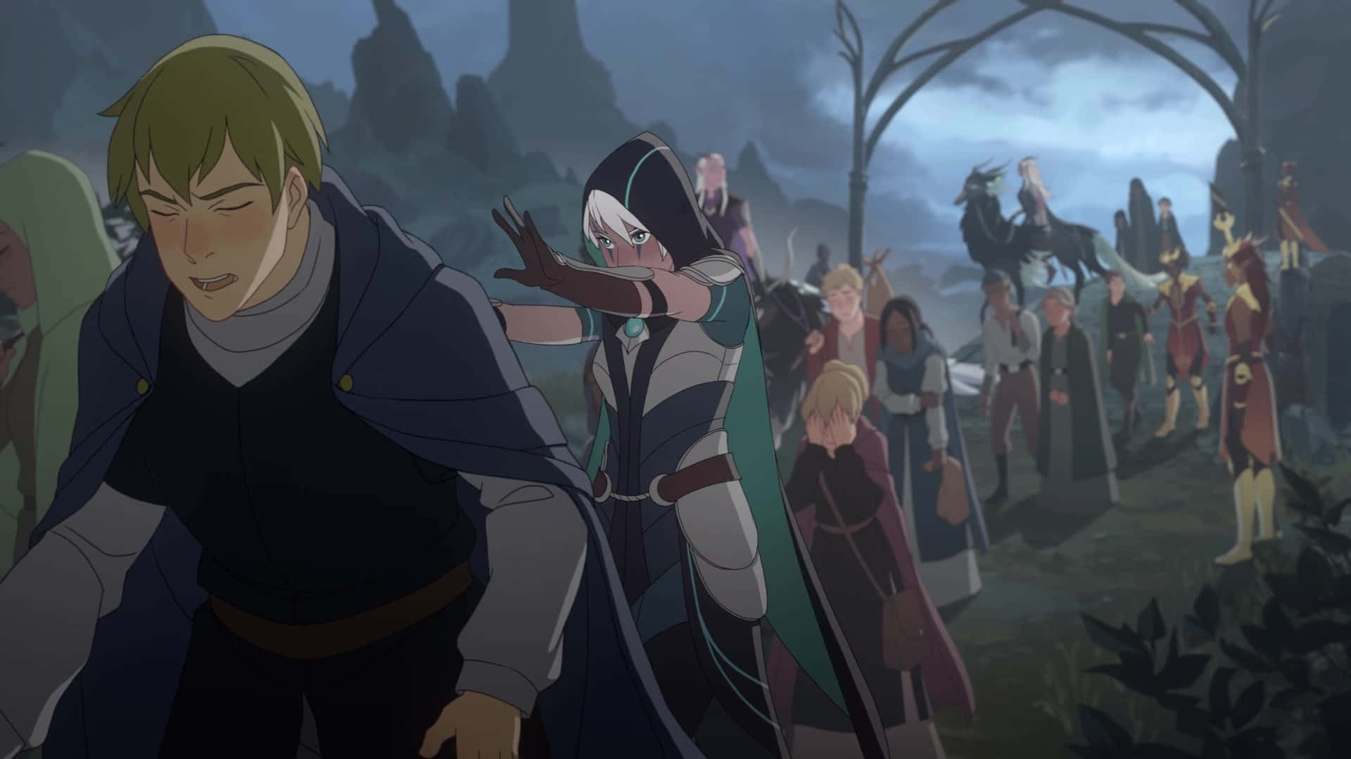 The Dragon Prince, hooded warrior, misty forest clearing, Full HD Desktop Wallpaper