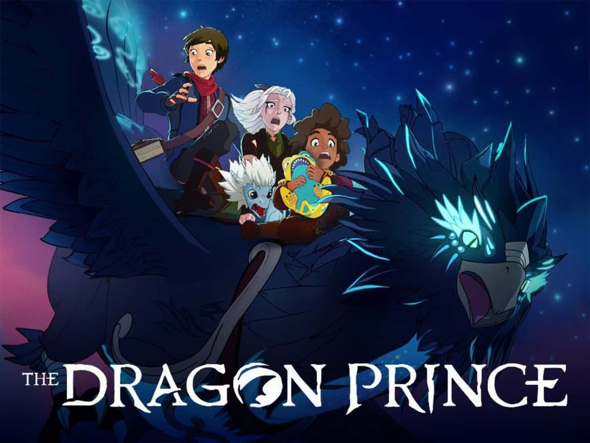 The Dragon Prince, glowing blue dragon, starry night sky, SD Desktop Wallpaper