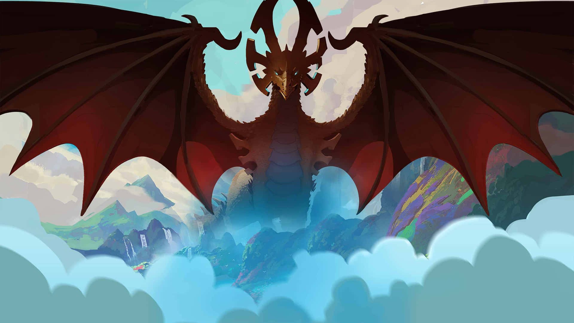 The Dragon Prince, red dragon, mountainous landscape, Full HD Desktop Wallpaper