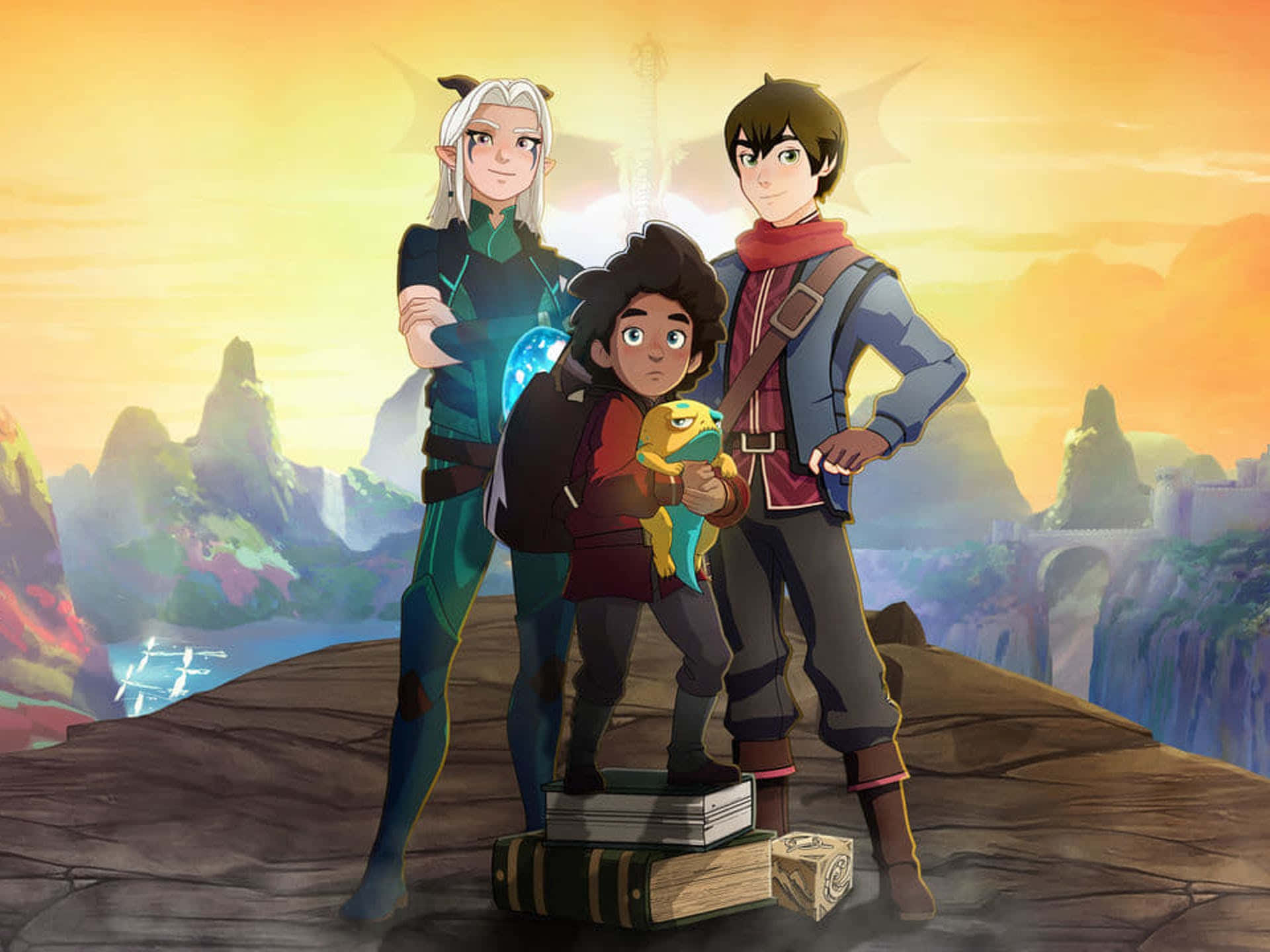 The Dragon Prince, cliff, sunset, Full HD Desktop Wallpaper