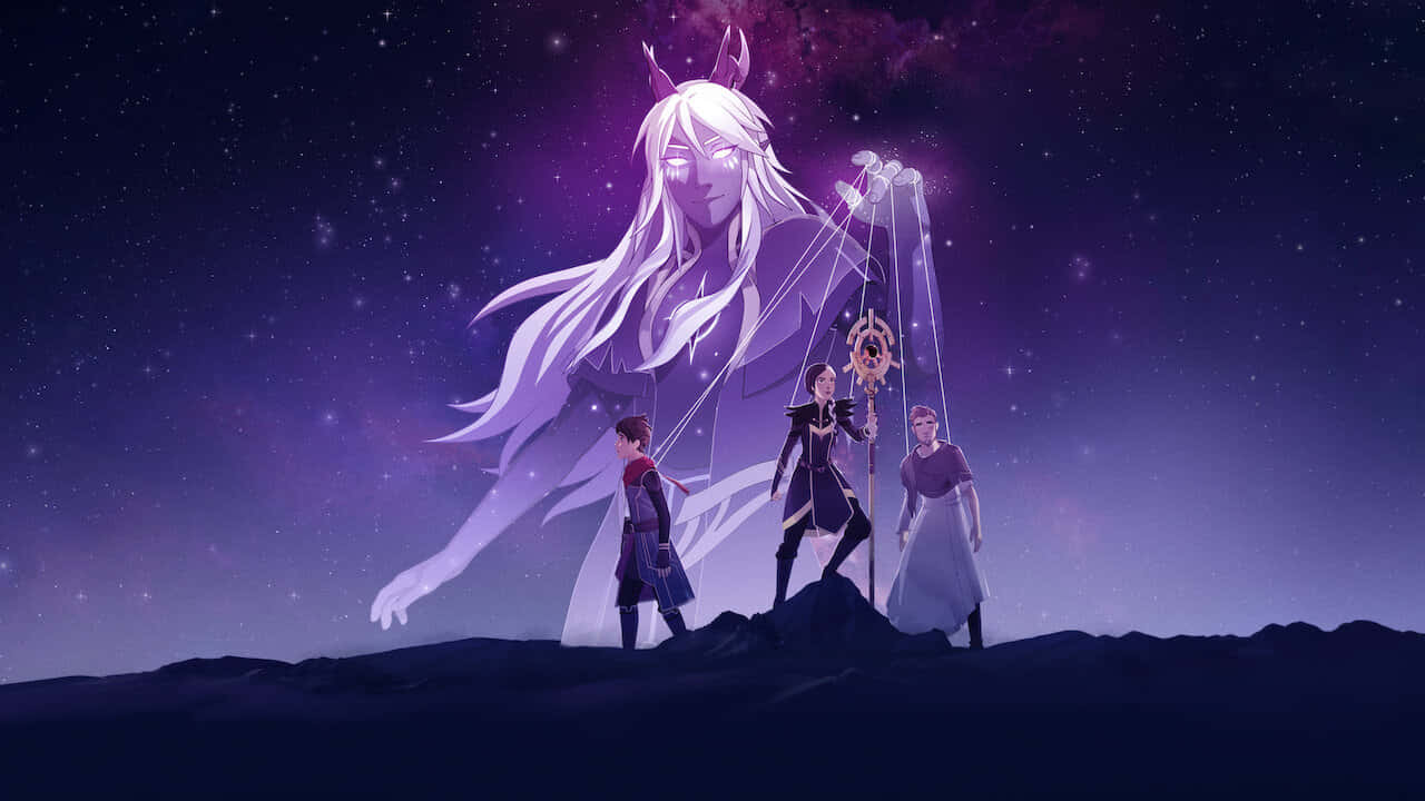 The Dragon Prince, anime figure, starry purple night sky, HD Desktop Wallpaper