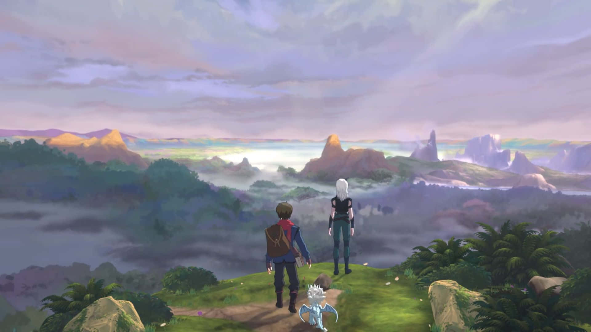 The Dragon Prince, grassy cliff, misty valley, Full HD Desktop Wallpaper