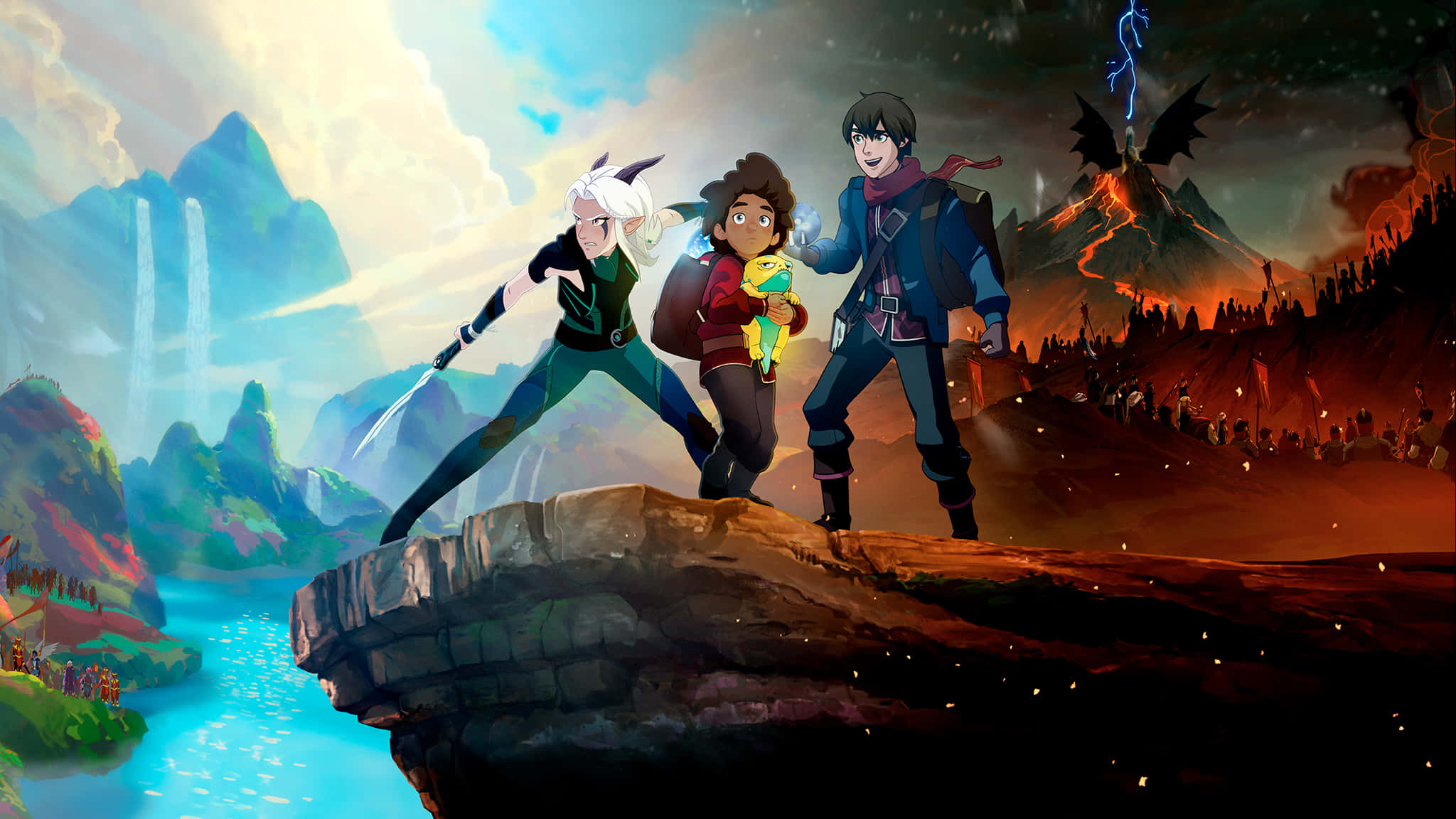 The Dragon Prince, volcanic landscape, dragon, Full HD Desktop Wallpaper