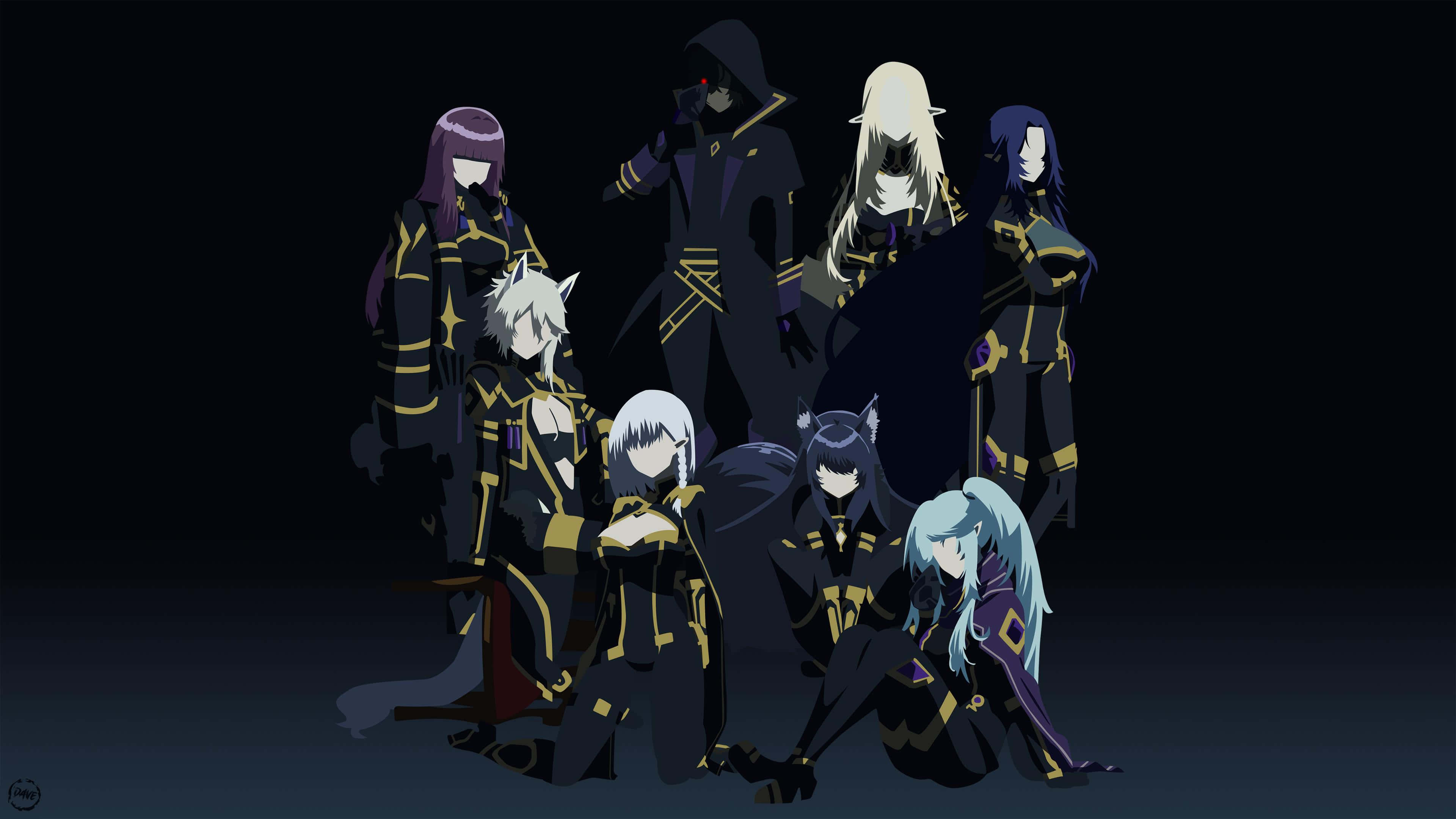 Eminence In Shadow, dark uniforms, gold accents, 4K Desktop Wallpaper