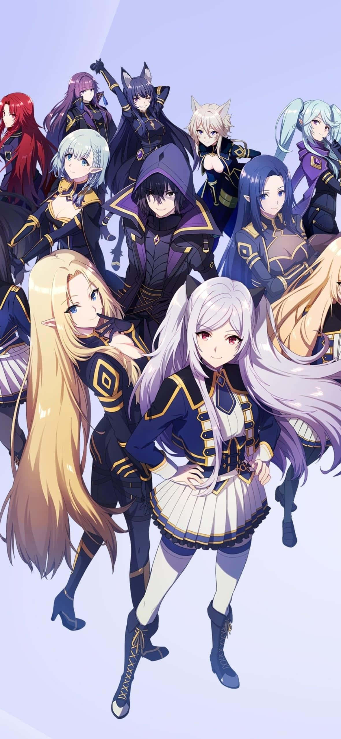 Eminence In Shadow, dark blue and gold uniforms, anime-style fantasy characters, Full HD Phone Wallpaper