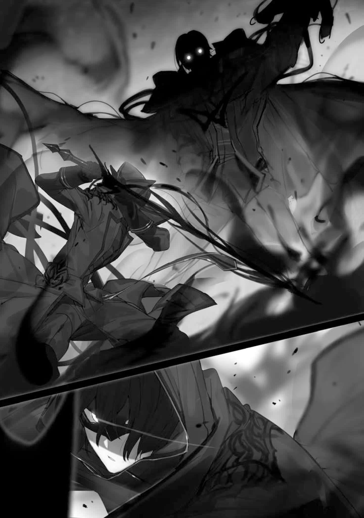 Eminence In Shadow, dynamic battle, black and white battle scene, Full HD Phone Wallpaper