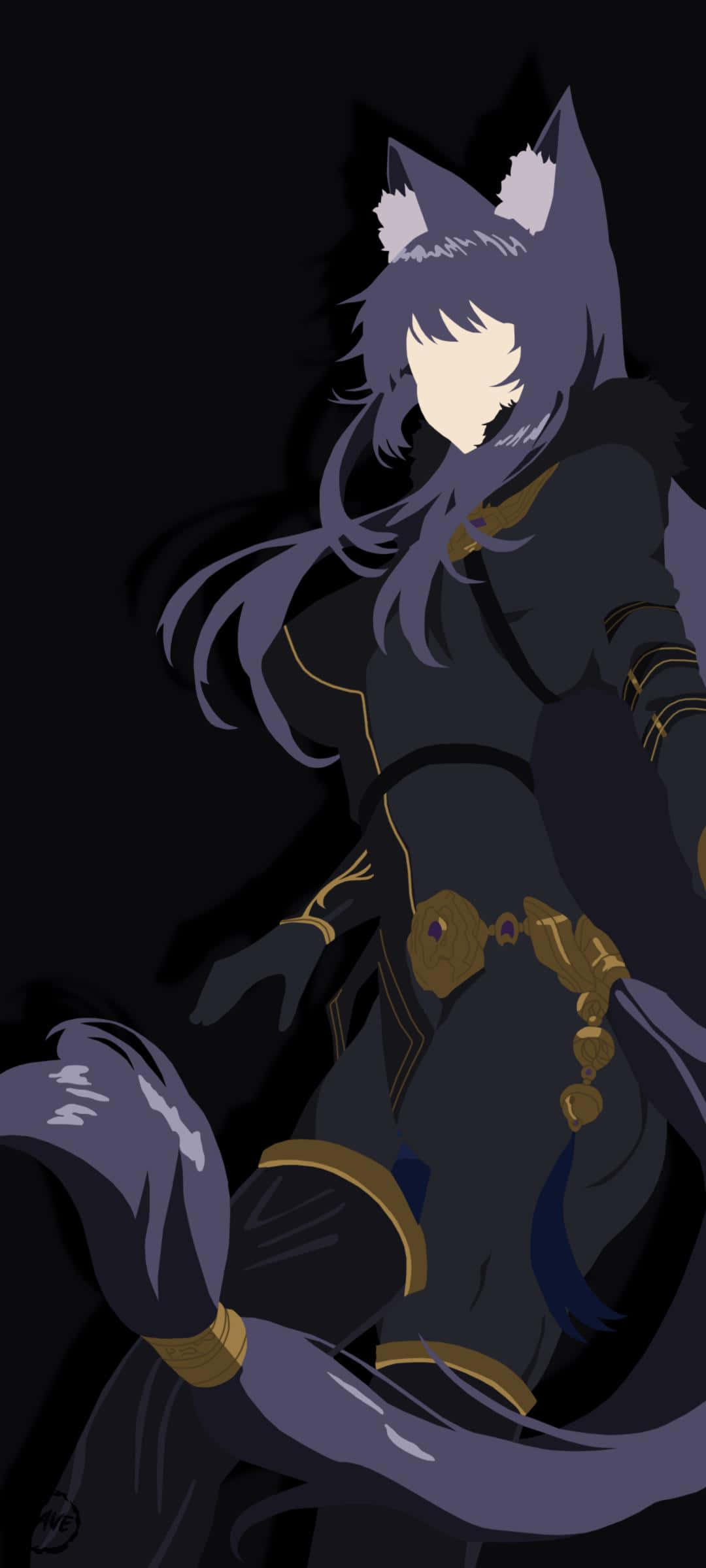 Eminence In Shadow, alpha silhouette, purple cat ears, Full HD Phone Wallpaper