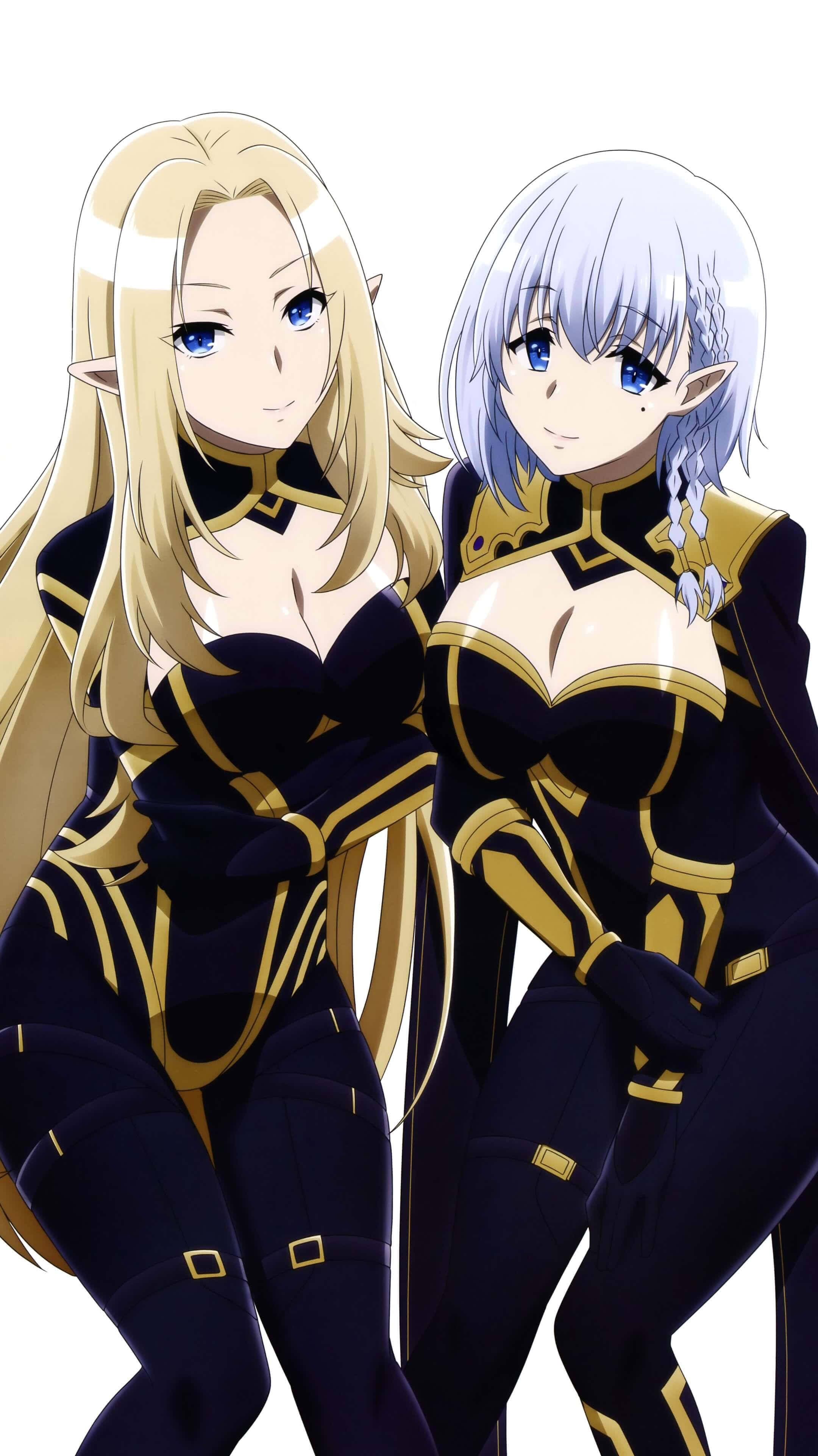 Eminence In Shadow, blonde and silver haired characters, anime elf women, 4K Phone Wallpaper