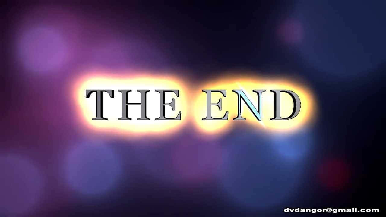 THE END, purple blue bokeh background, glows with warm light, HD Desktop Wallpaper